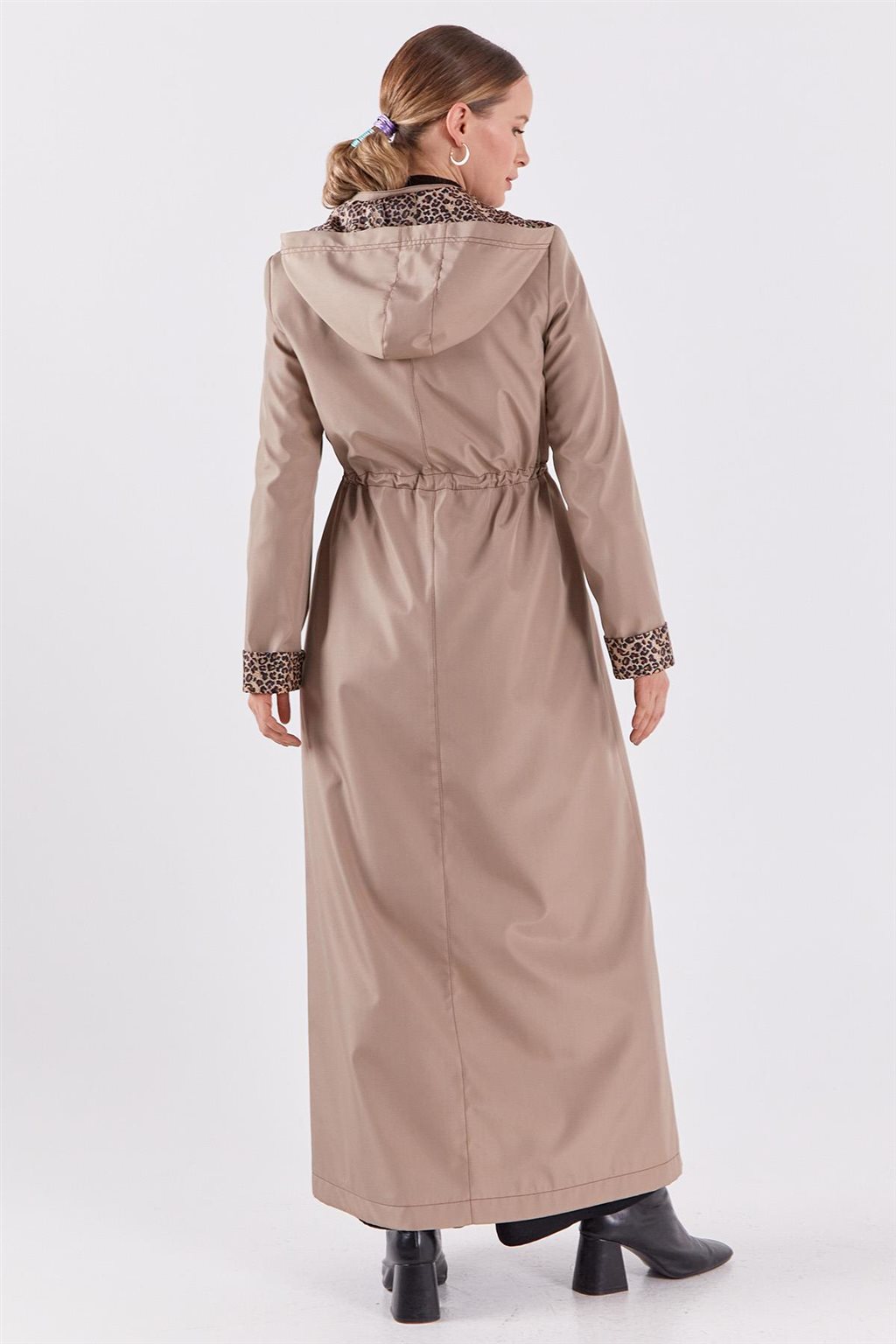 Leopard Panel Overcoat Stone 