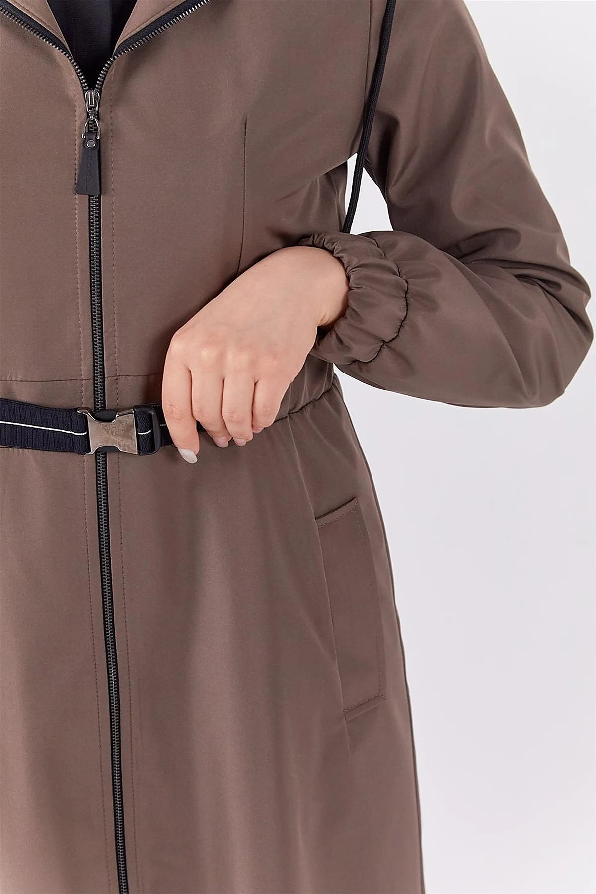 Plush Detailed Overcoat in Mink