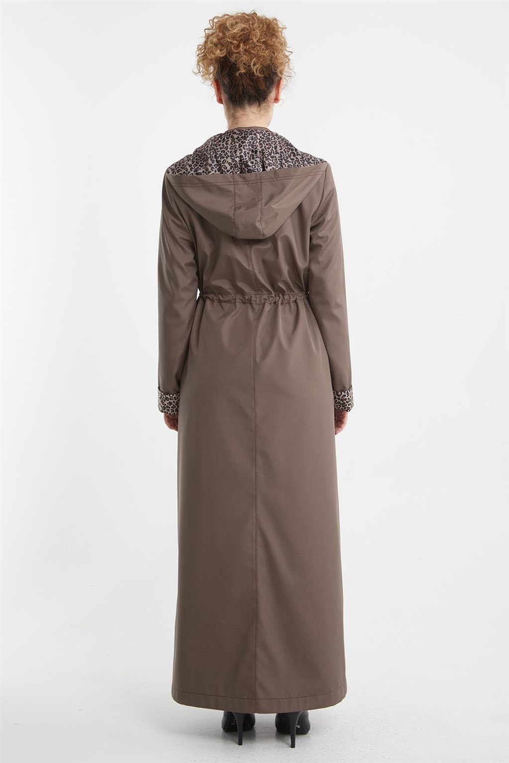 Leopard Panel Overcoat Mink