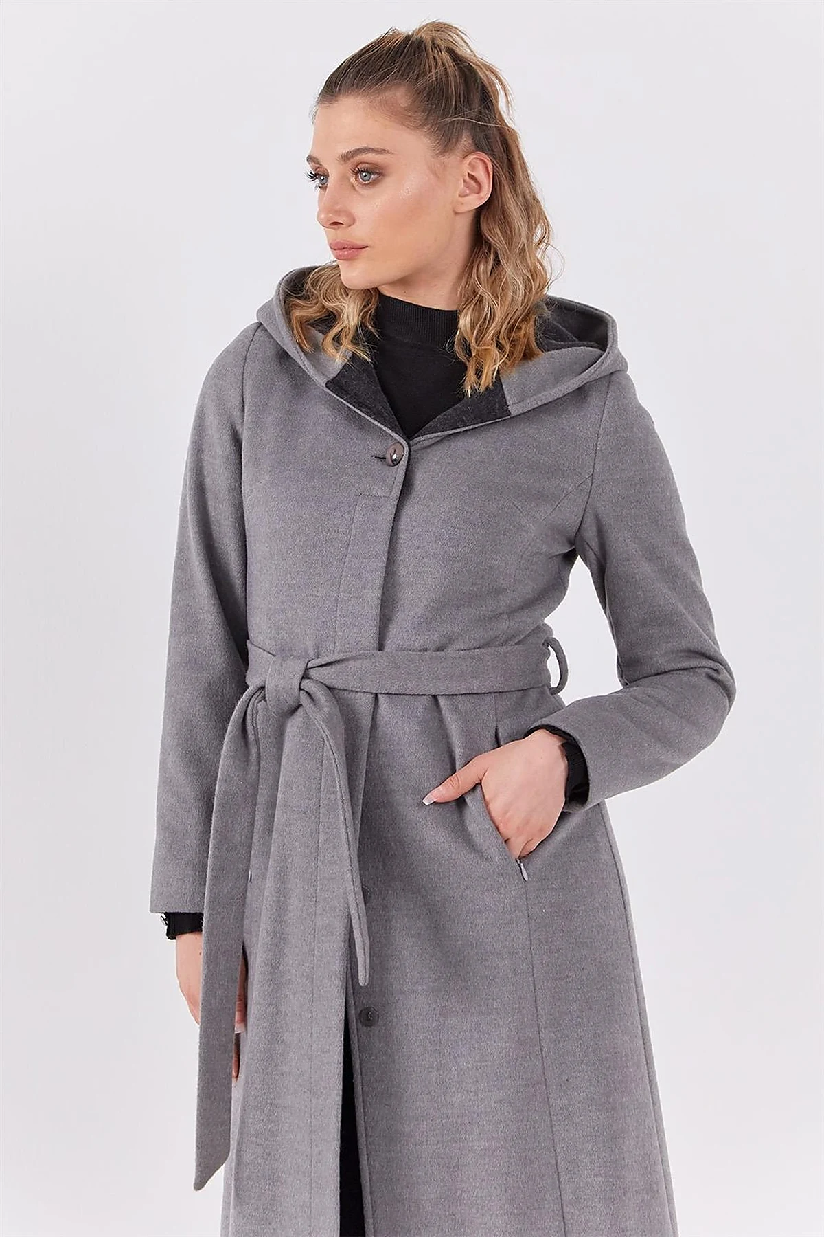 Hooded Coat Gray