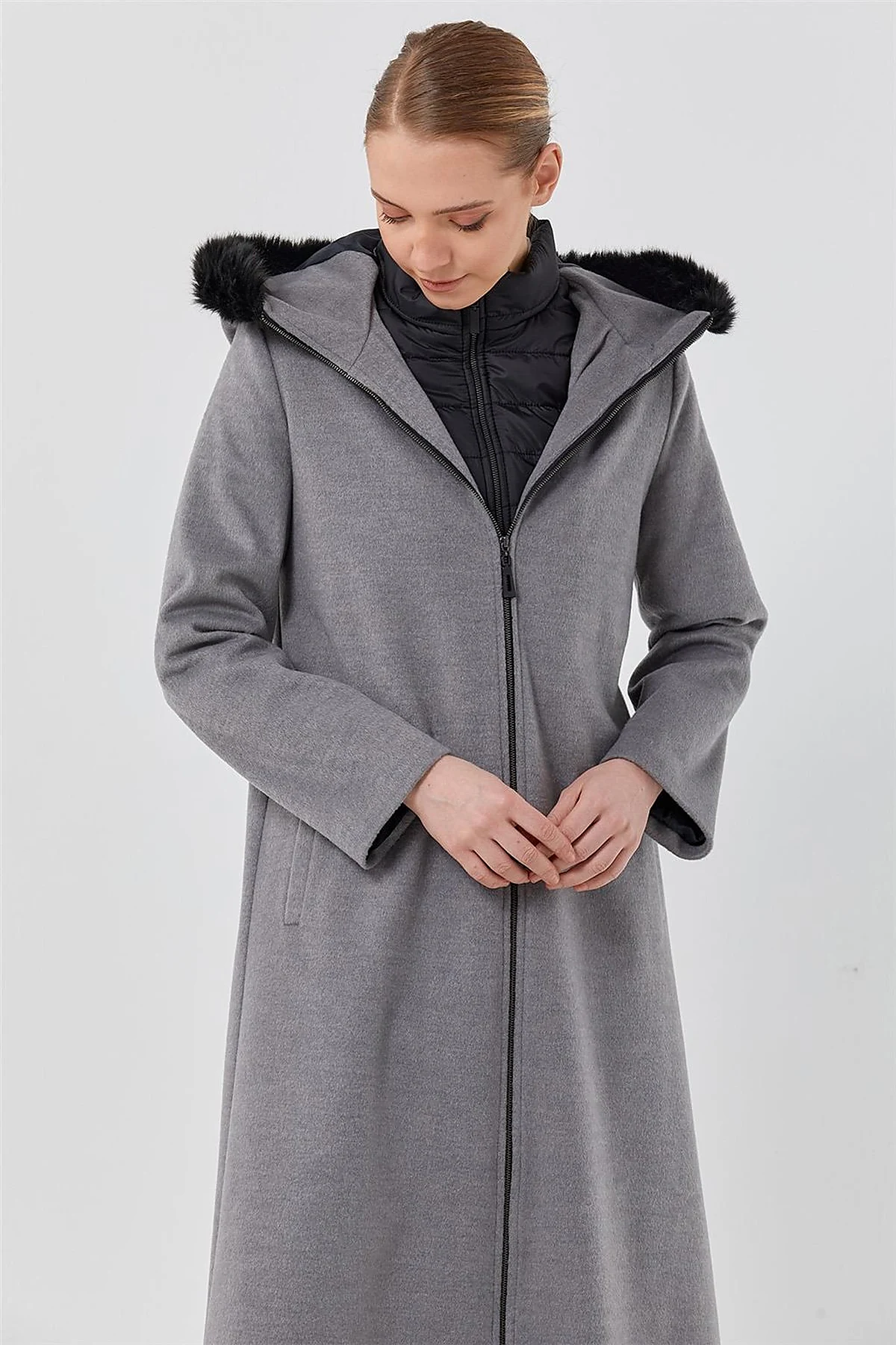Reversible Hooded Coat Gray