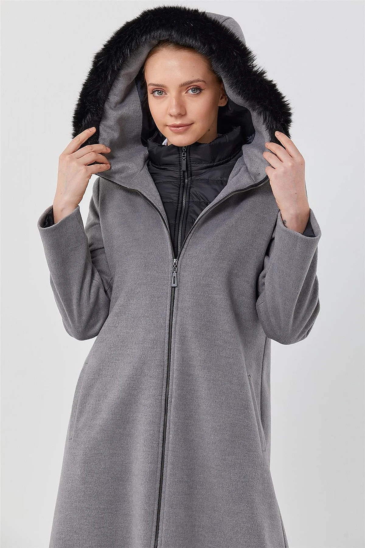 Reversible Hooded Coat Gray