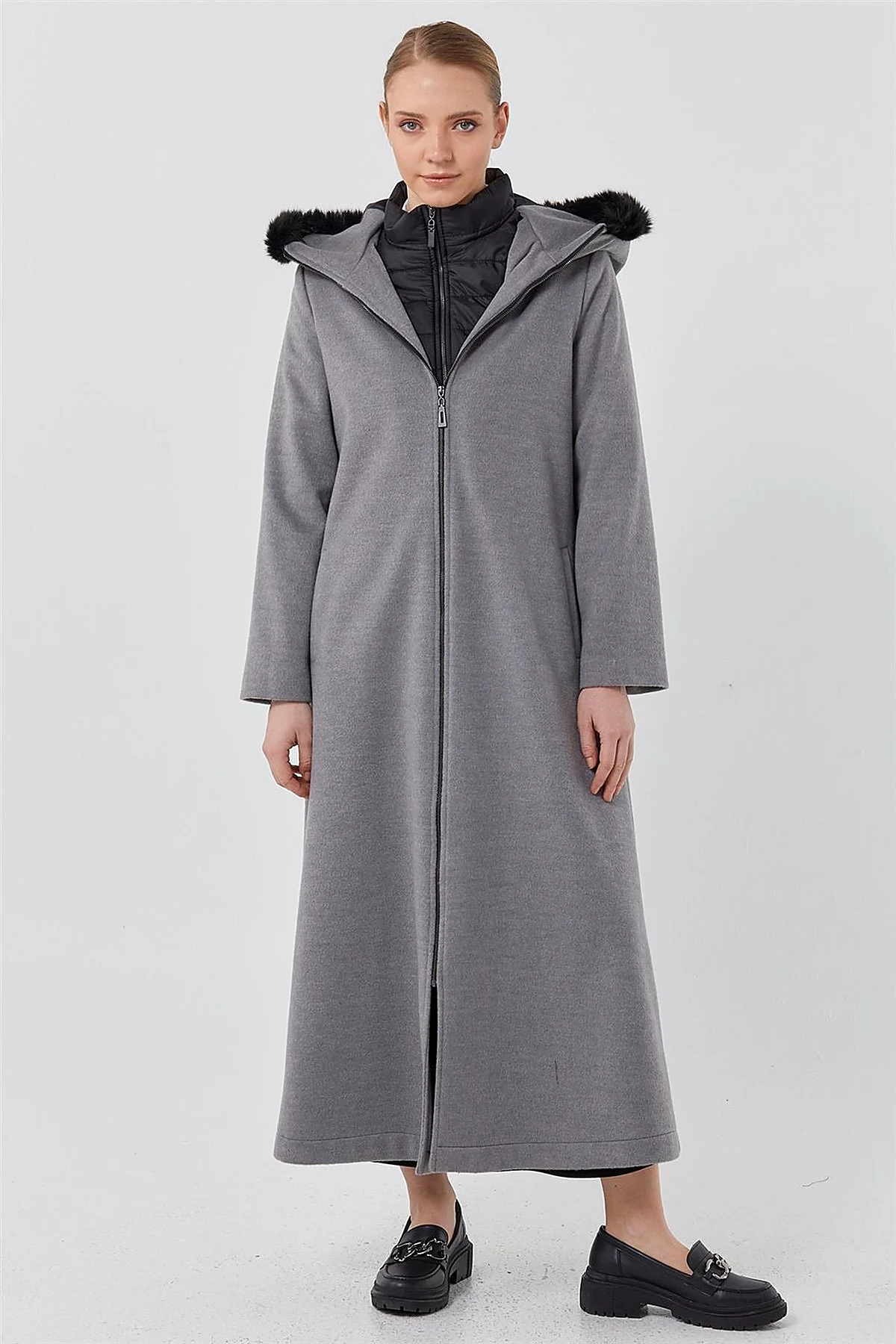 Reversible Hooded Coat Gray