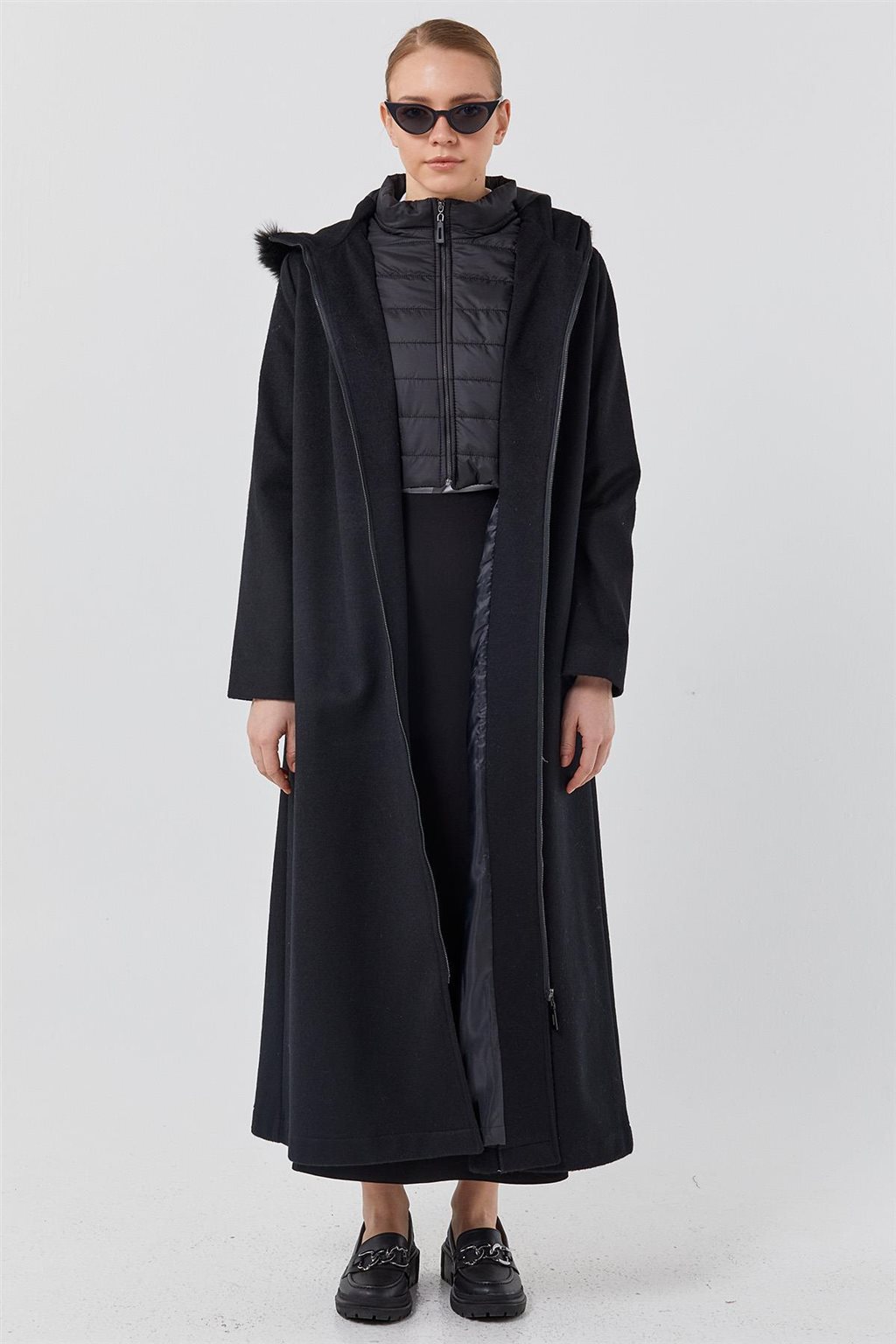 Reversible Hooded Coat Black