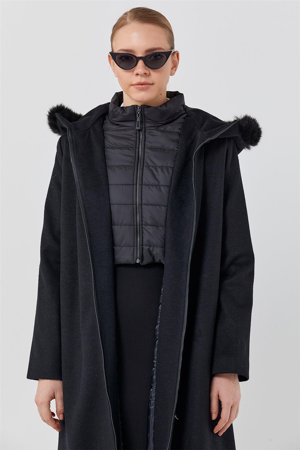 Reversible Hooded Coat Black