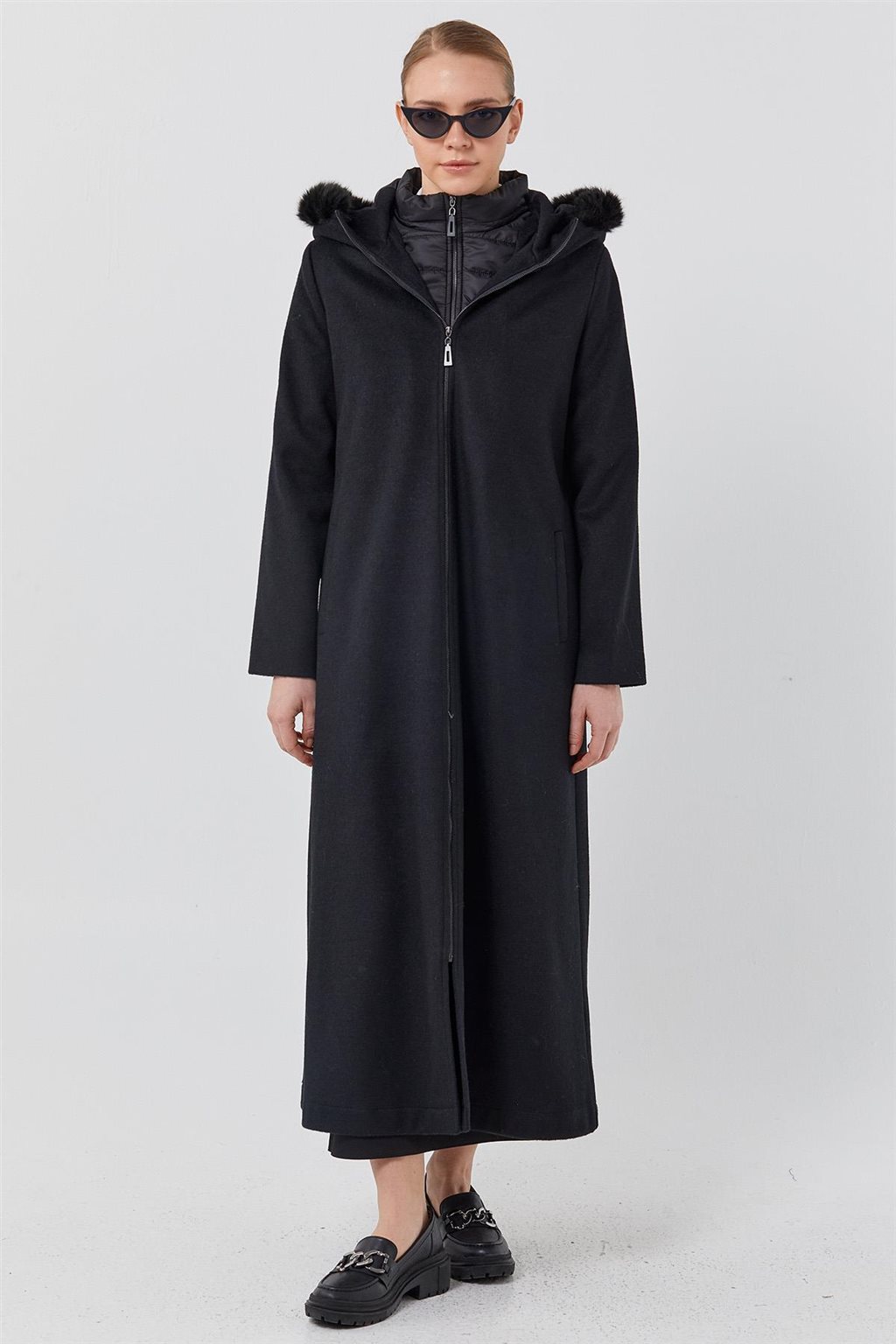 Reversible Hooded Coat Black