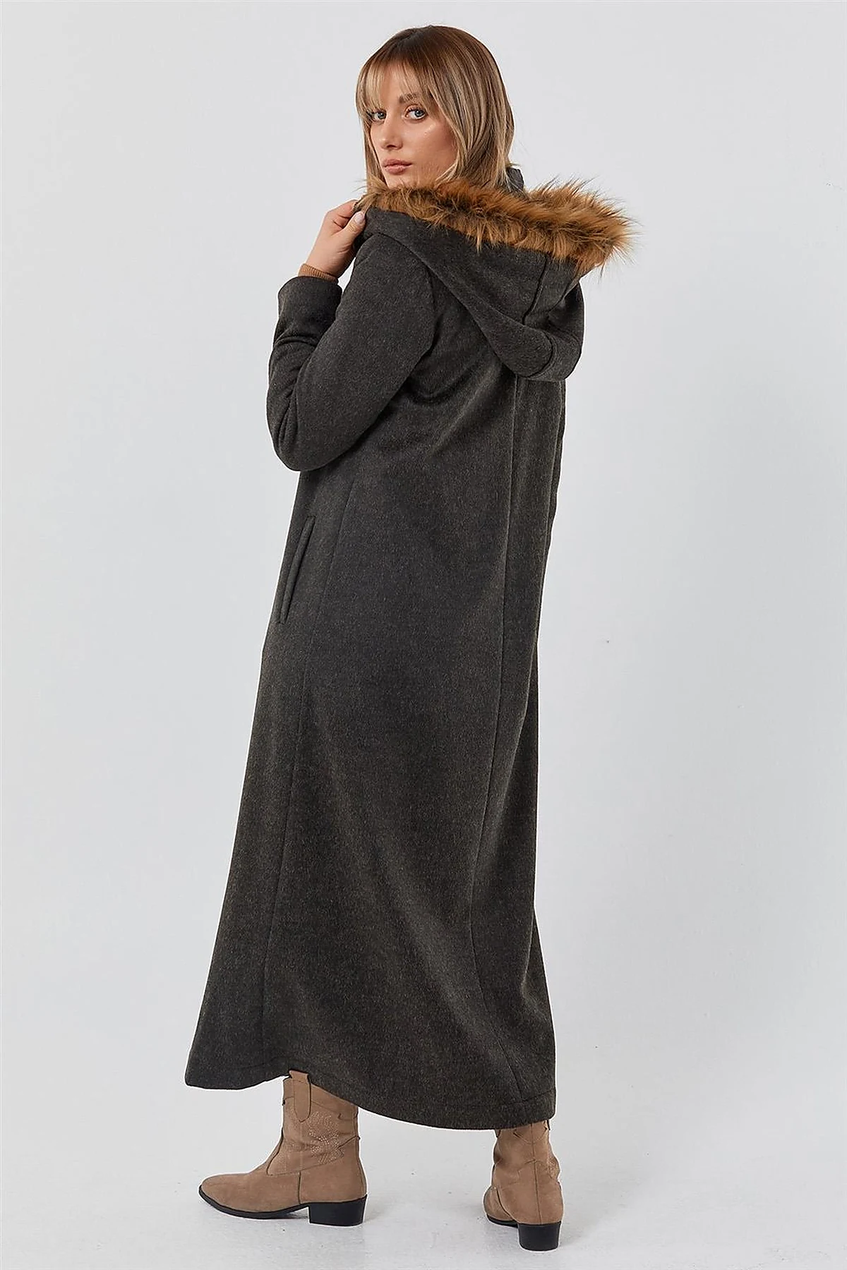 Reversible Hooded Coat Brown