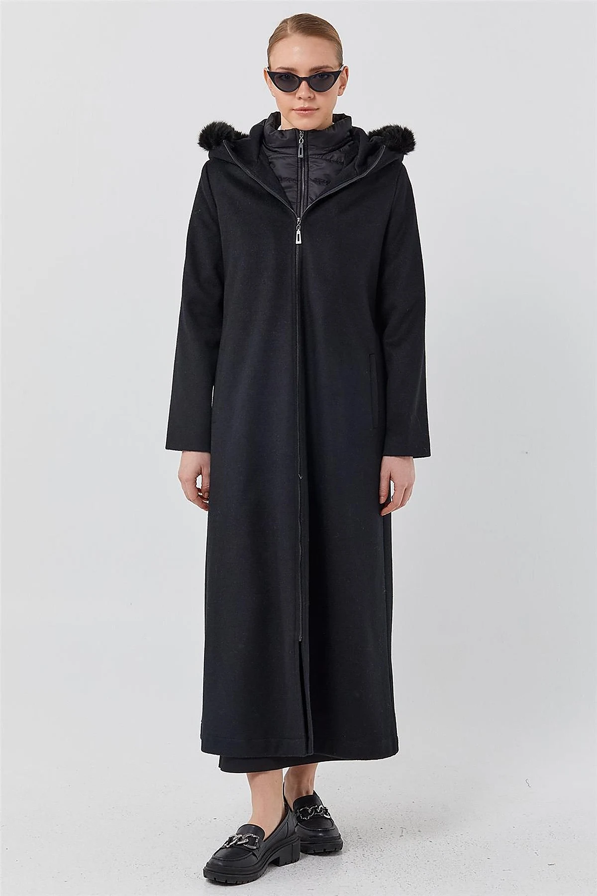 Reversible Hooded Coat Black