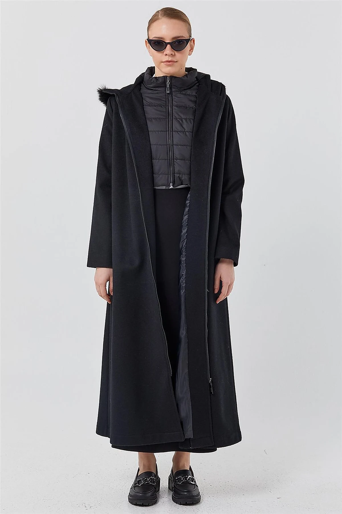 Reversible Hooded Coat Black