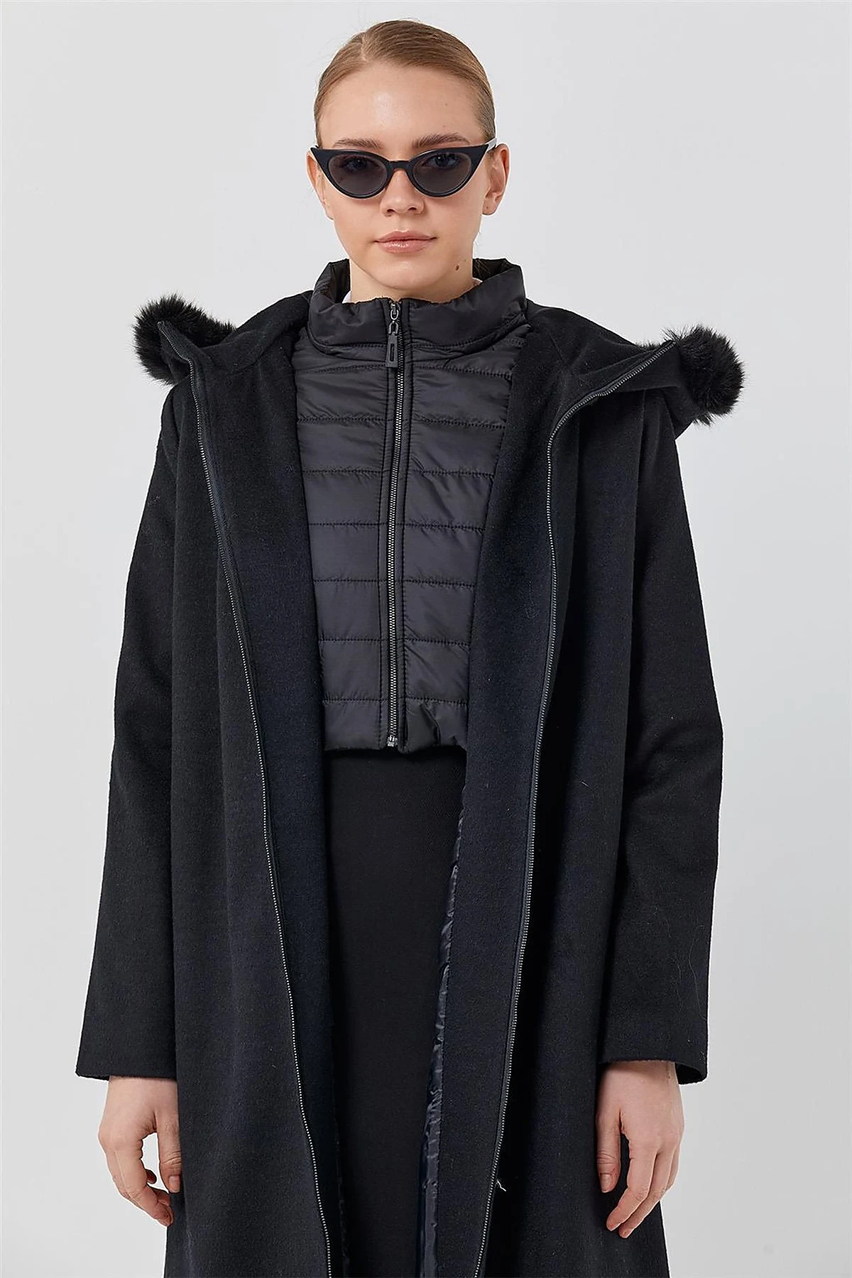 Reversible Hooded Coat Black