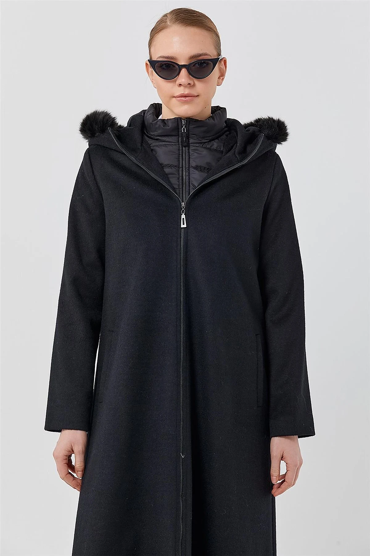 Reversible Hooded Coat Black