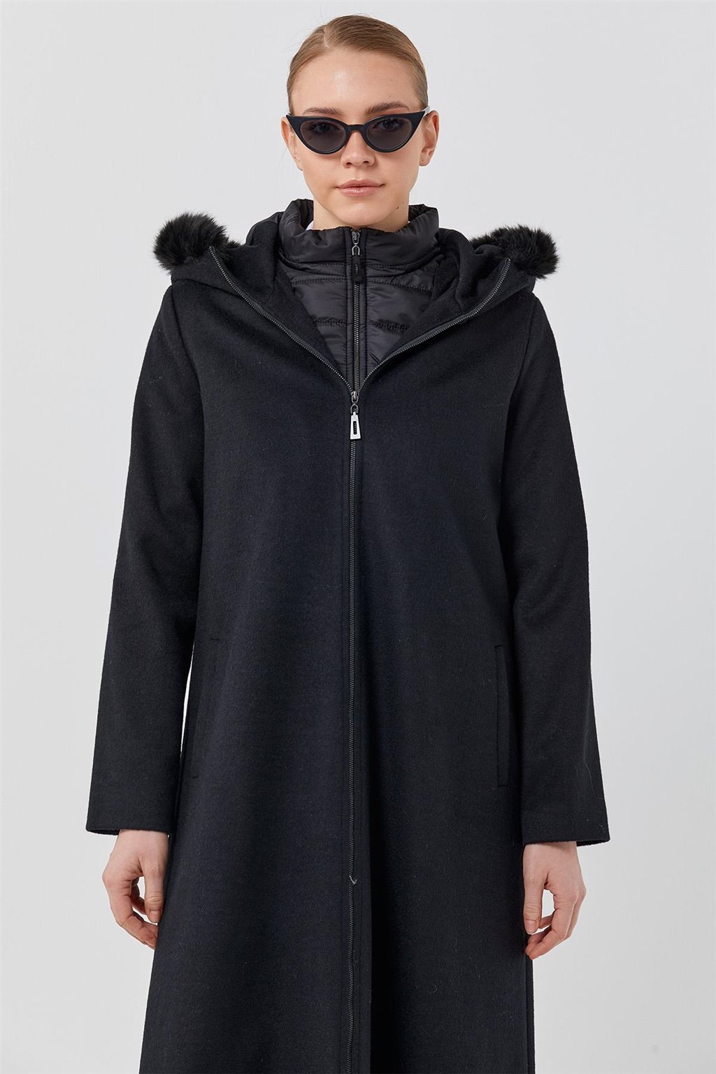 Reversible Hooded Coat Black