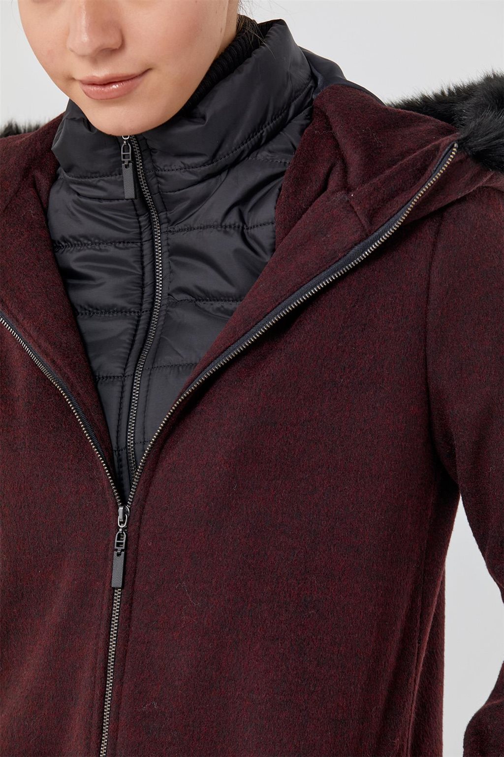 Reversible Hooded Coat Burgundy