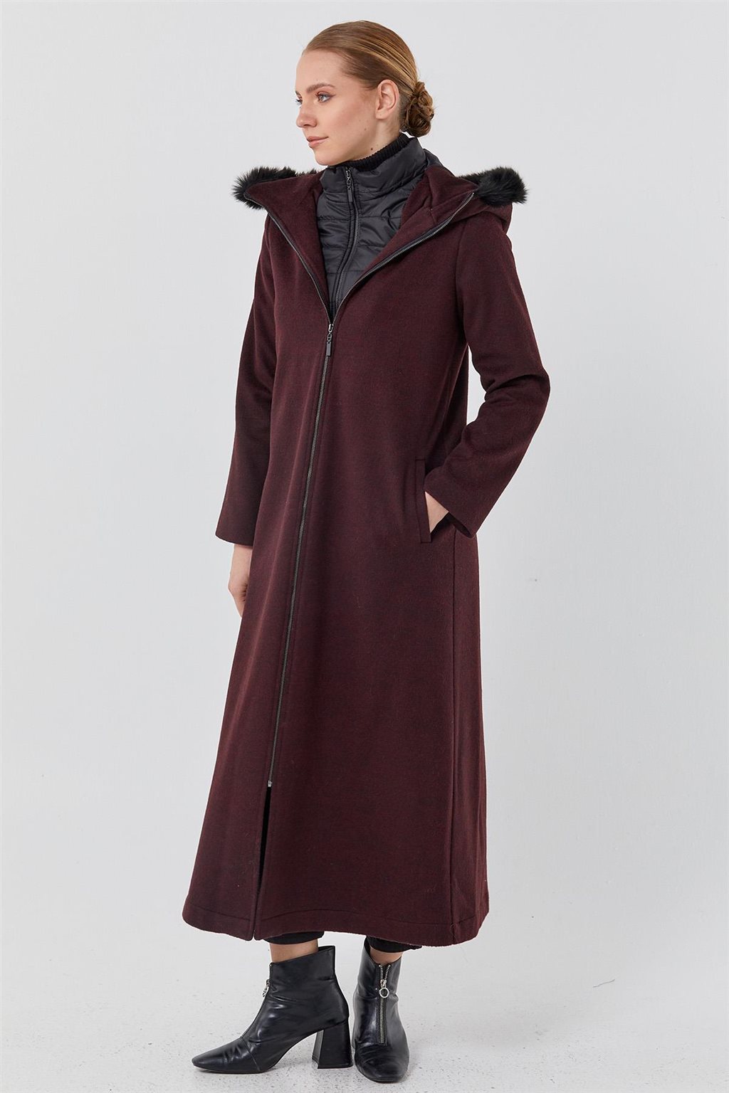 Reversible Hooded Coat Burgundy