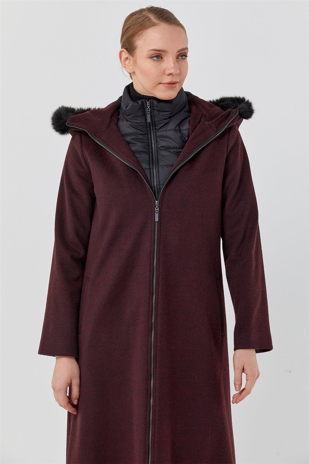 Reversible Hooded Coat Burgundy