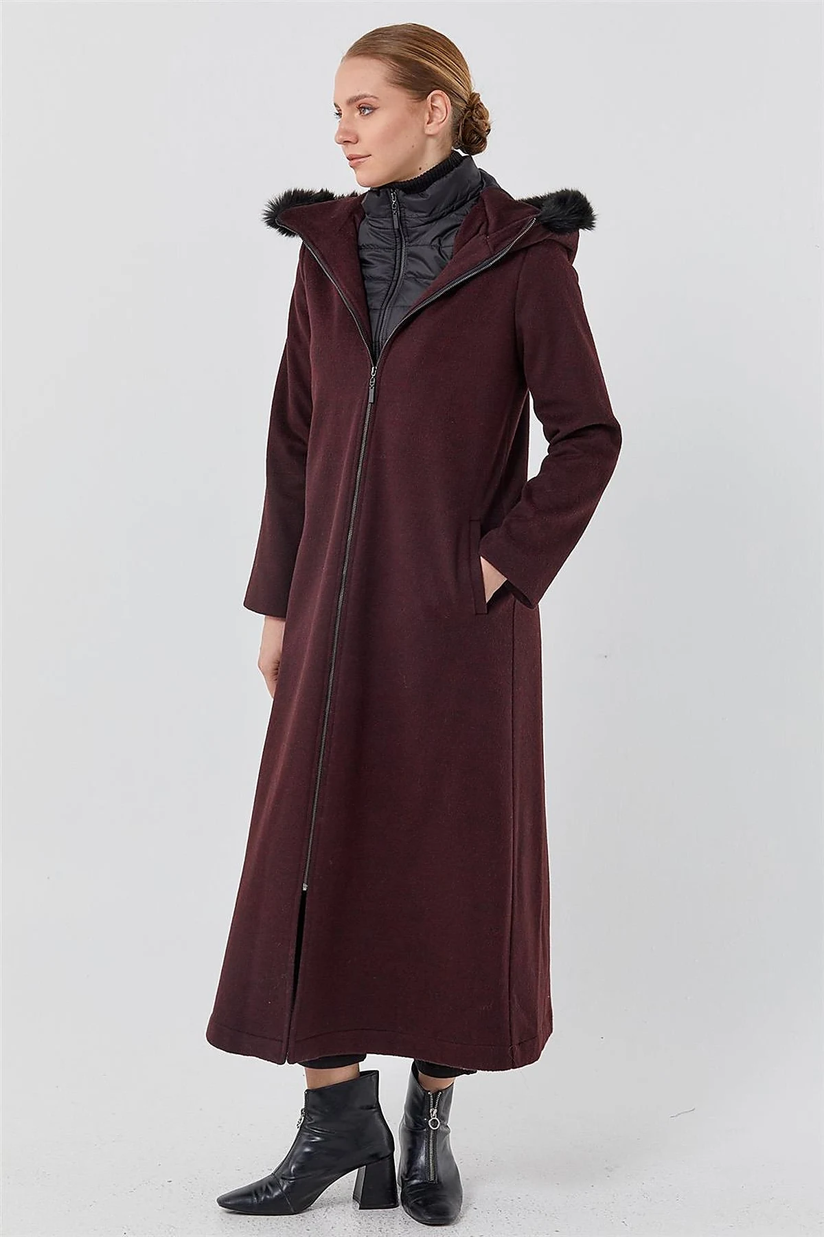 Reversible Hooded Coat Burgundy