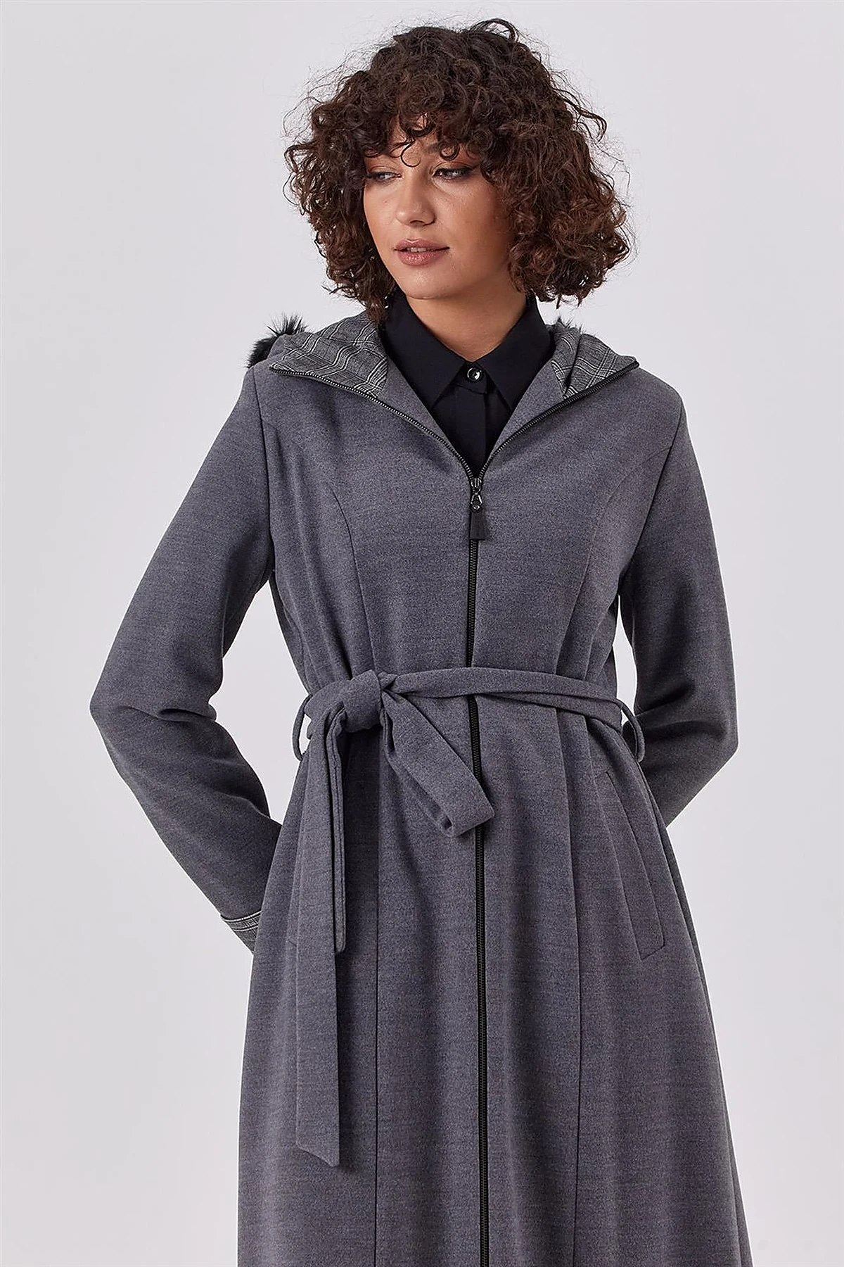 Checkered Trim Coat Gray