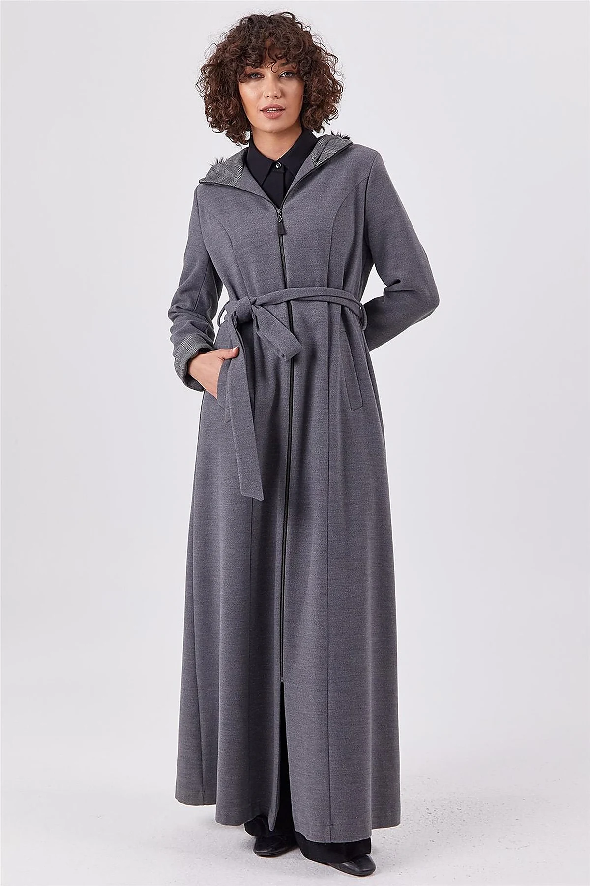 Checkered Trim Coat Gray