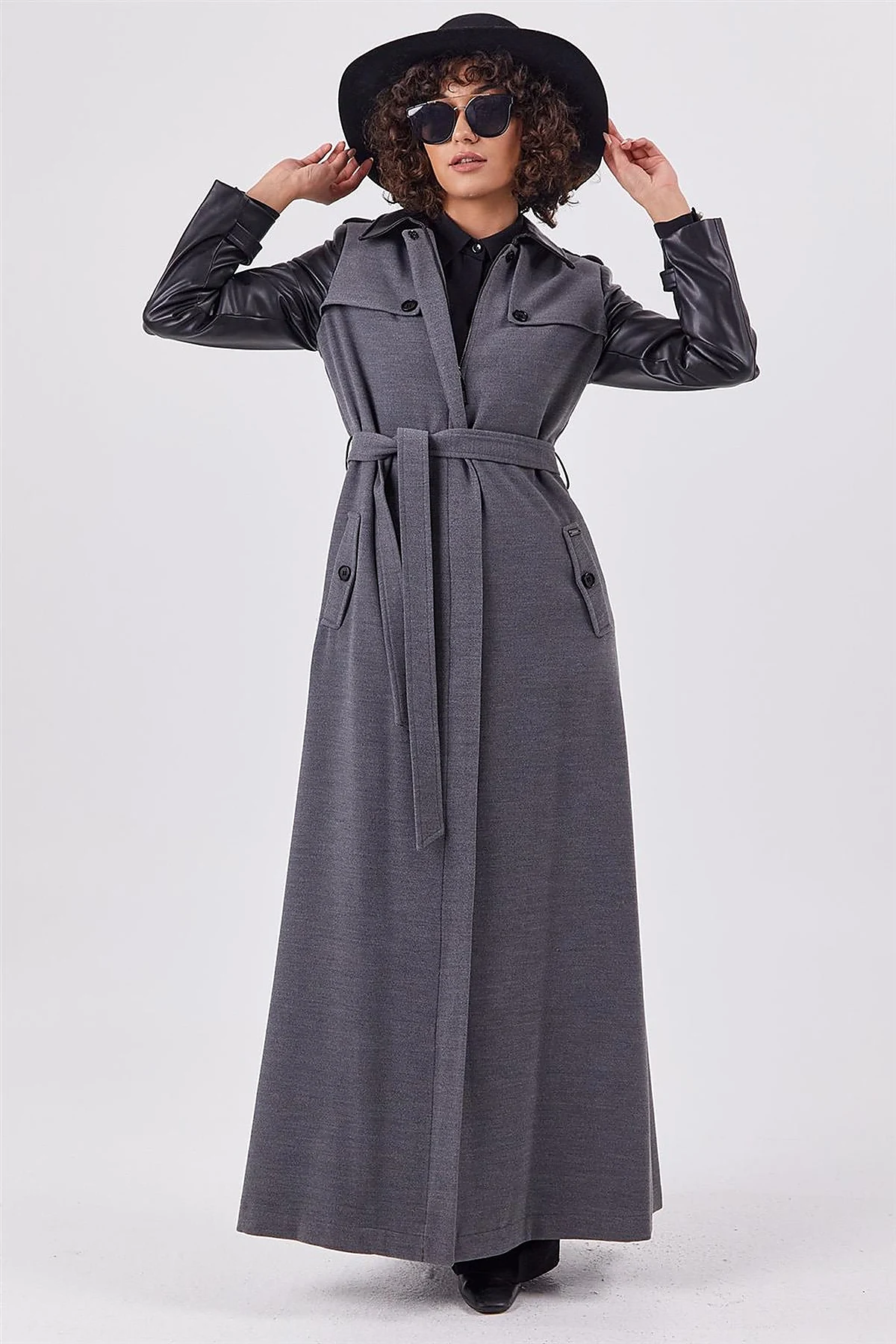 Belted Wool Coat Gray