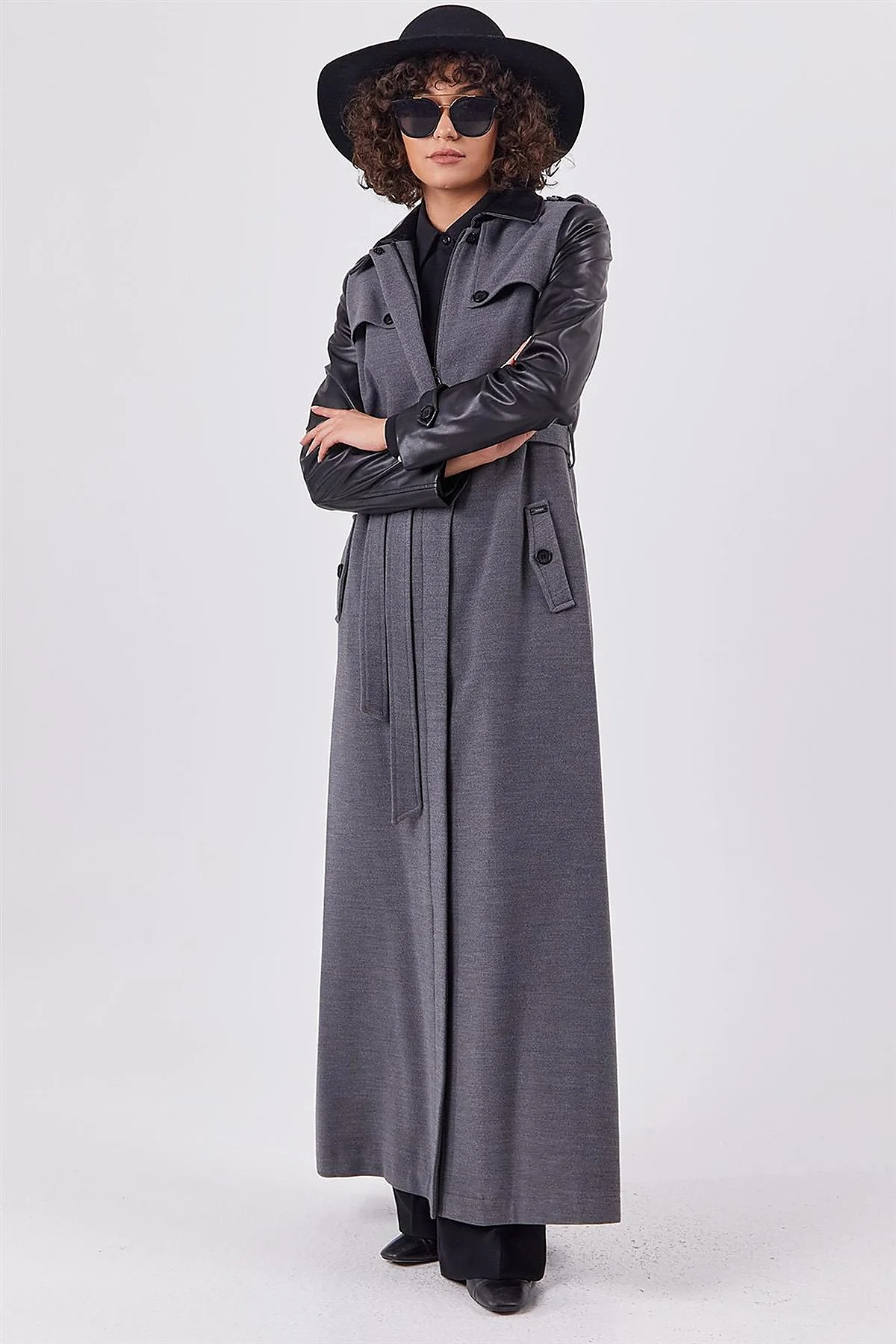 Belted Wool Coat Gray