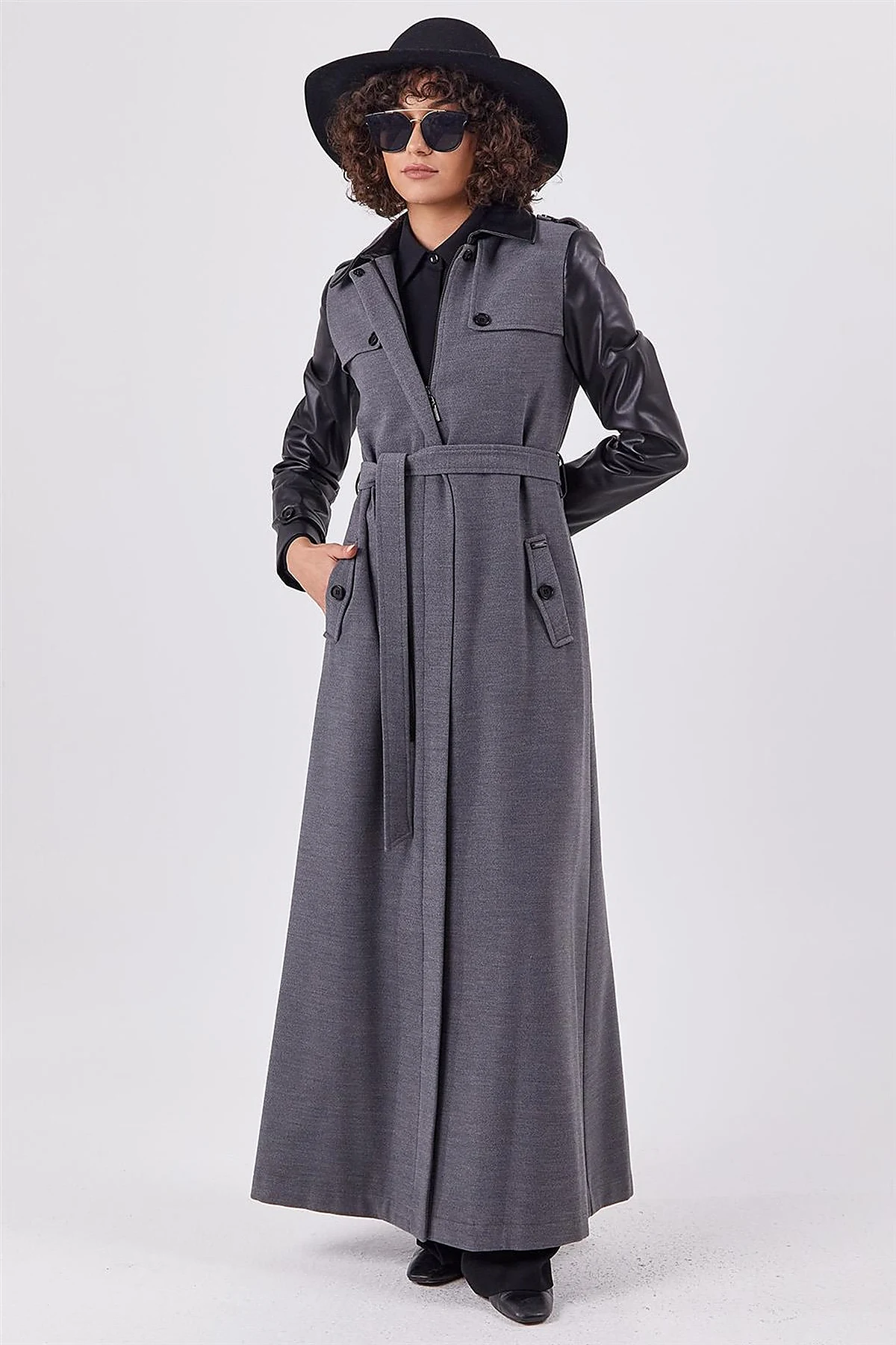 Belted Wool Coat Gray