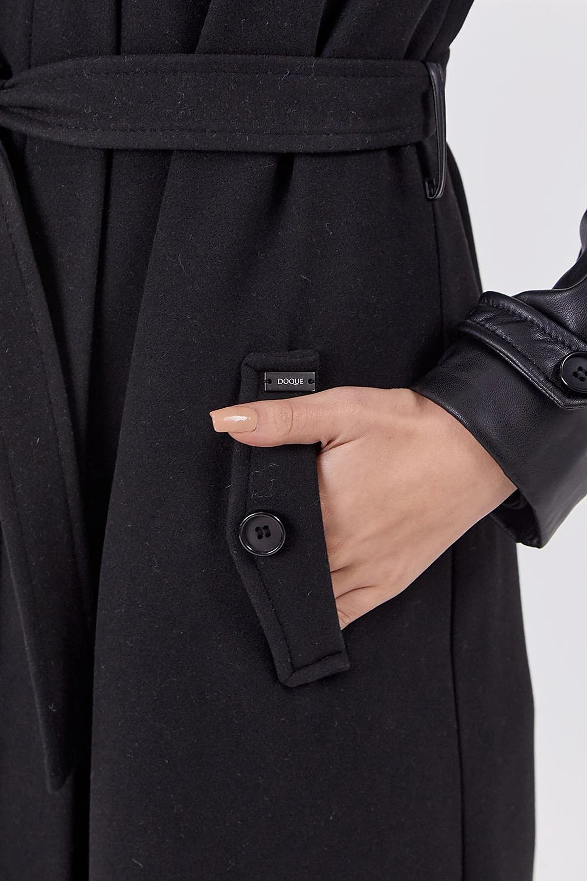 Belted Wool Coat Black