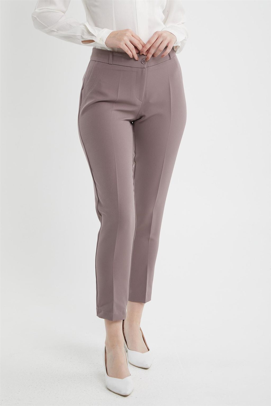 High-Waisted Skinny Pants Taupe