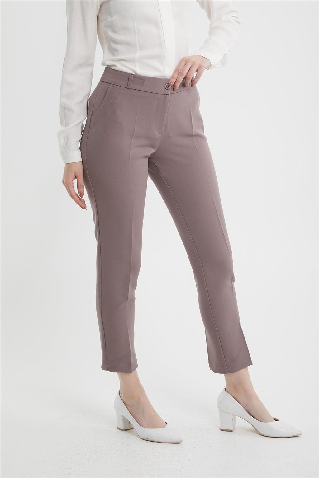 High-Waisted Skinny Pants Taupe