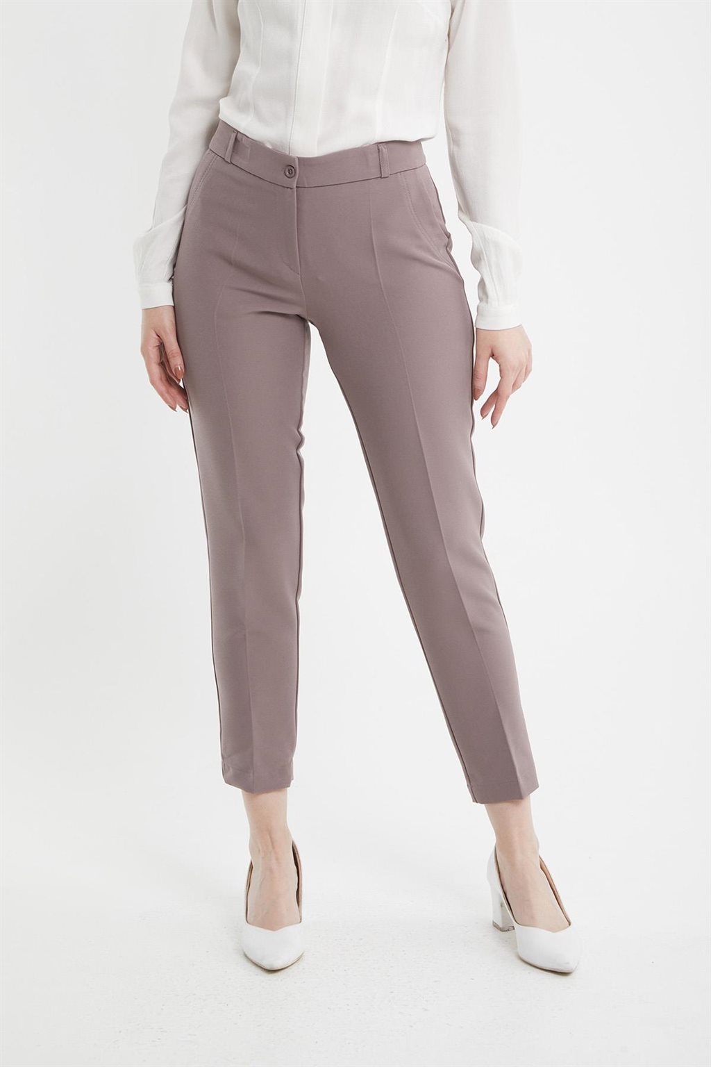High-Waisted Skinny Pants Taupe