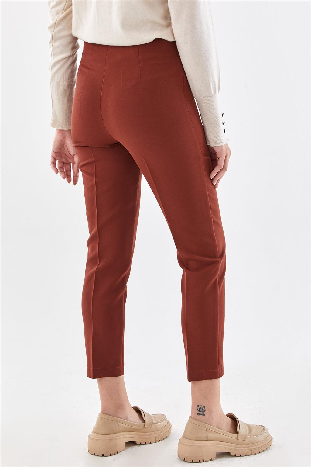 Ironed Crease Skinny Pants Terracotta
