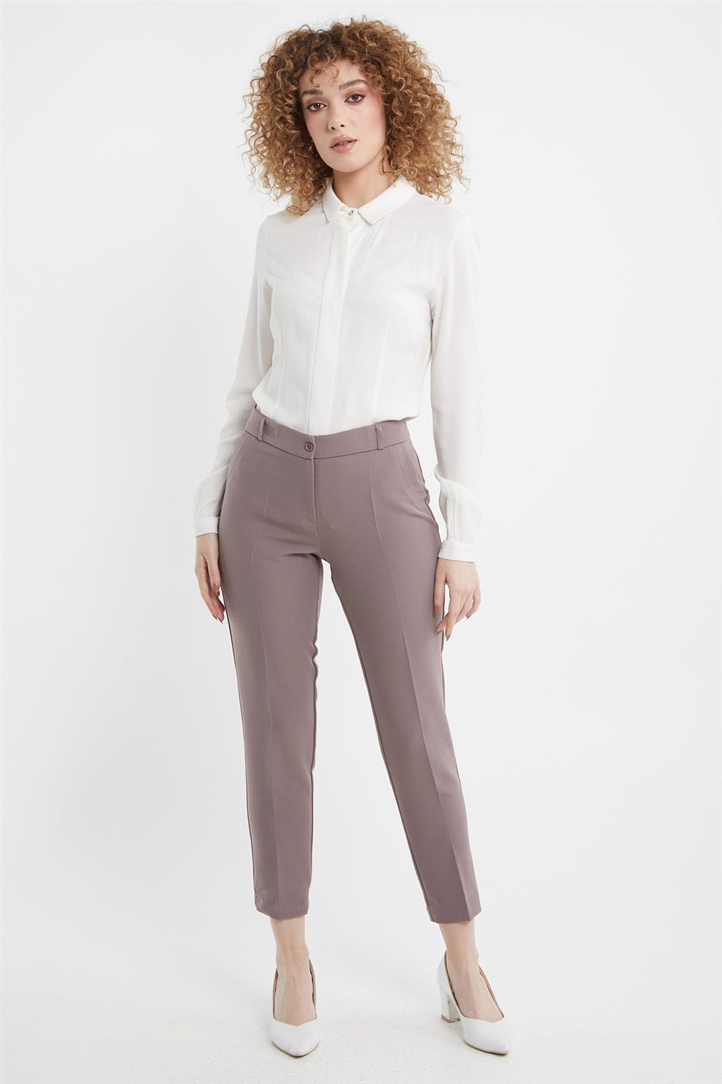 High-Waisted Skinny Pants Taupe