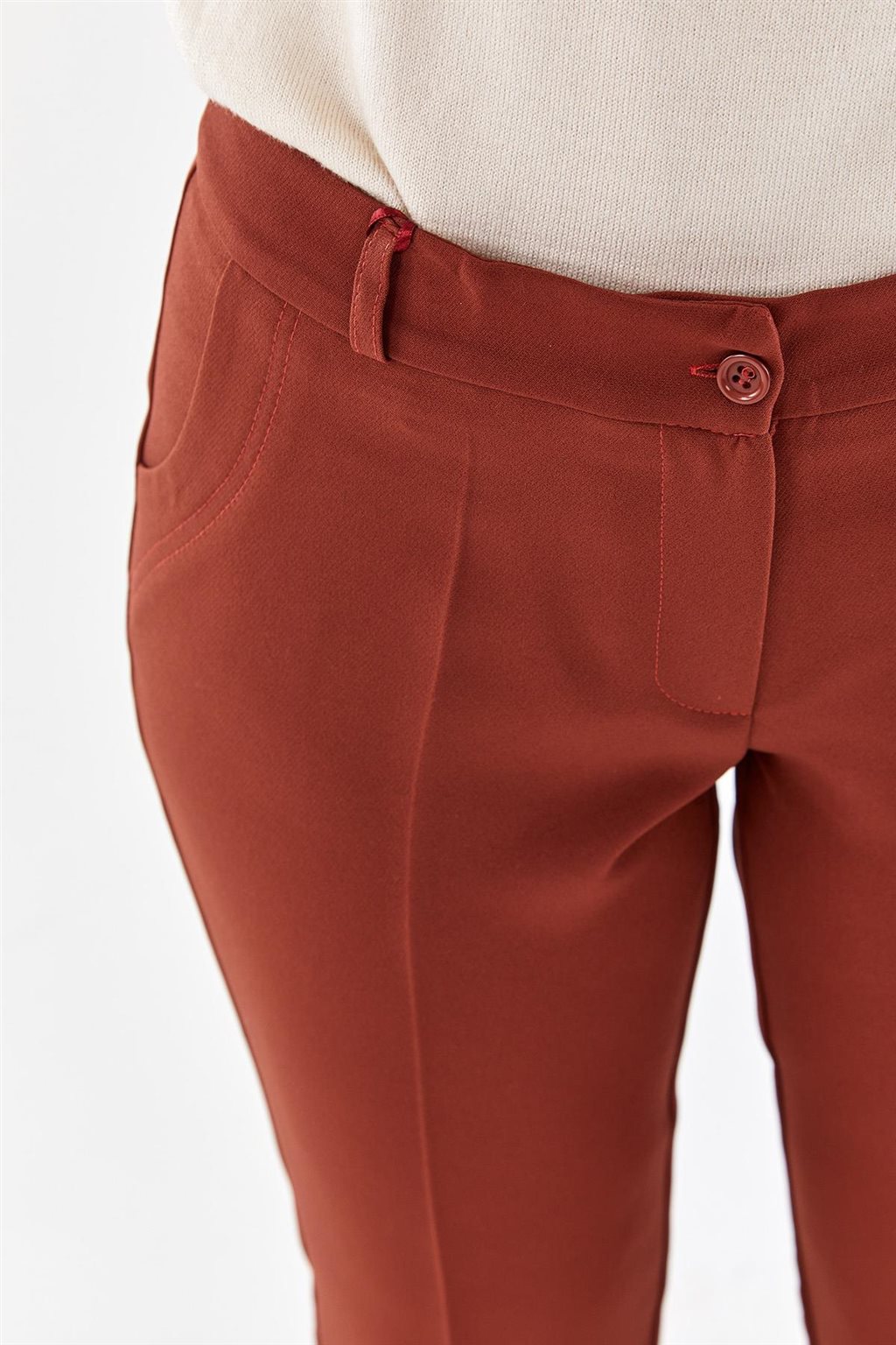 High-Waisted Skinny Pants Terracotta
