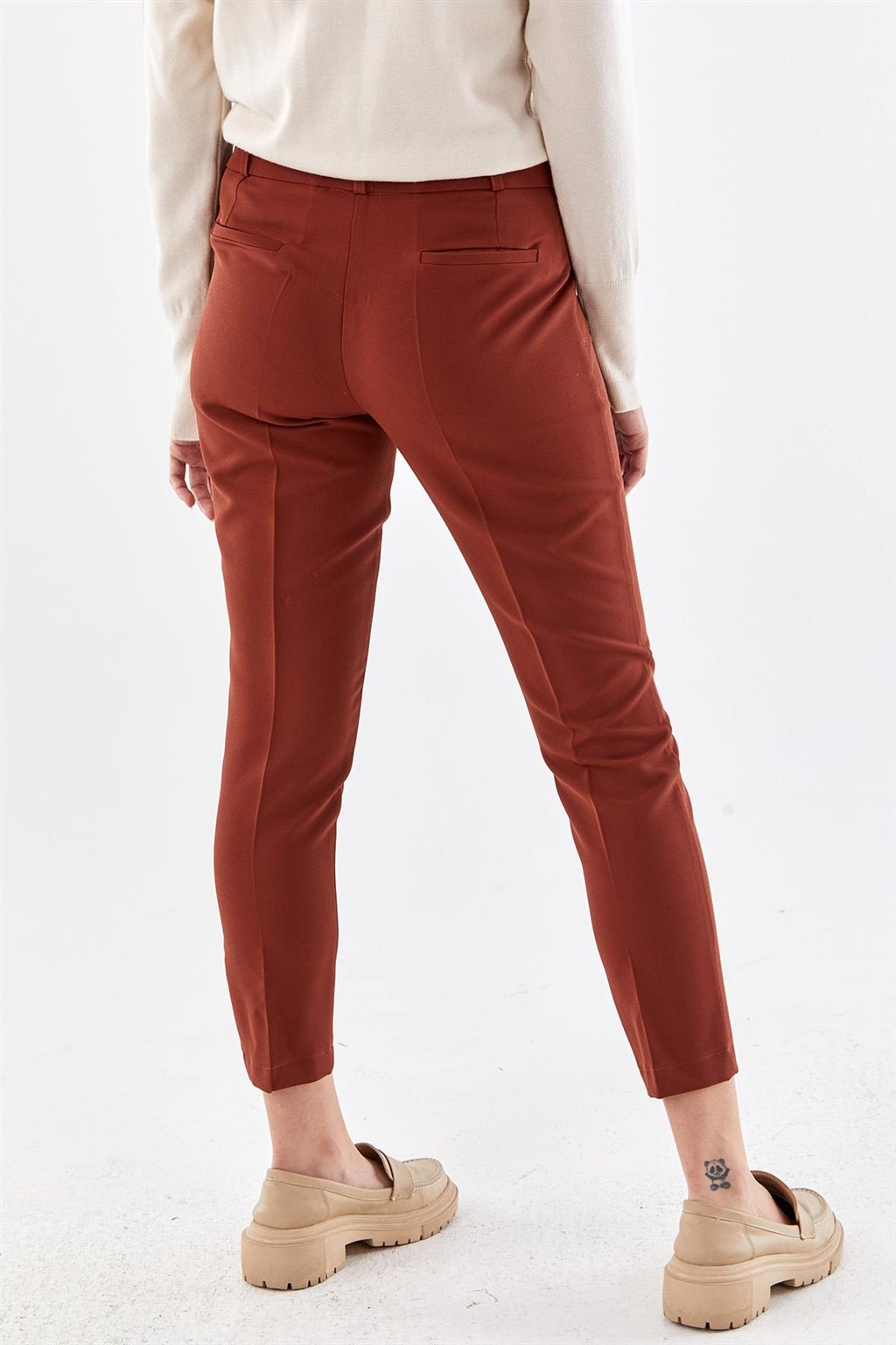 High-Waisted Skinny Pants Terracotta