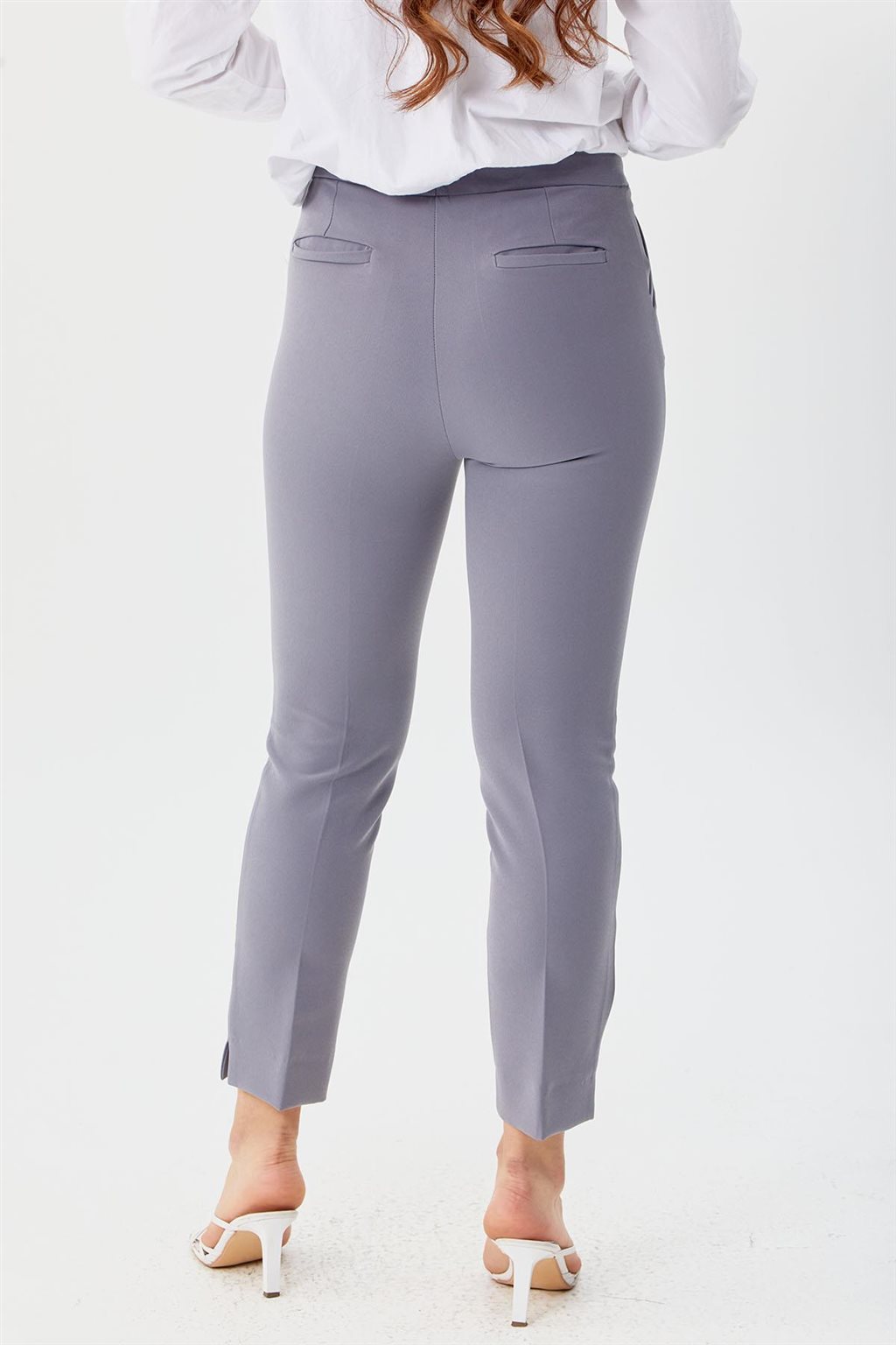 Slit Hem Skinny Pants Gray