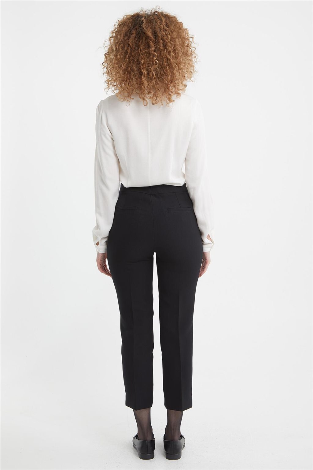 Paçası Yırtmaçlı Skinny Pantolon Siyah