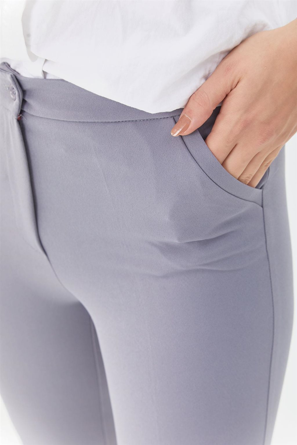 Slit Hem Skinny Pants Gray