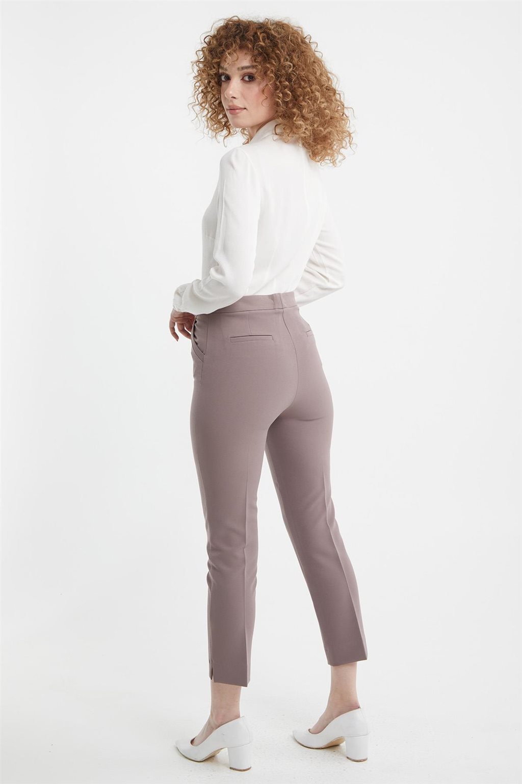 Slit Hem Skinny Pants Taupe
