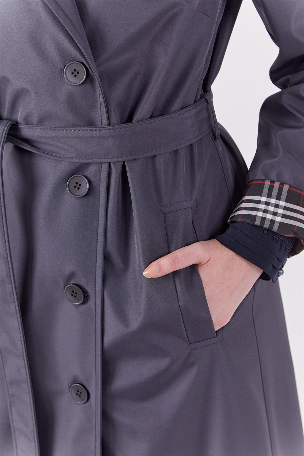 Hooded Belted Coat Anthracite 