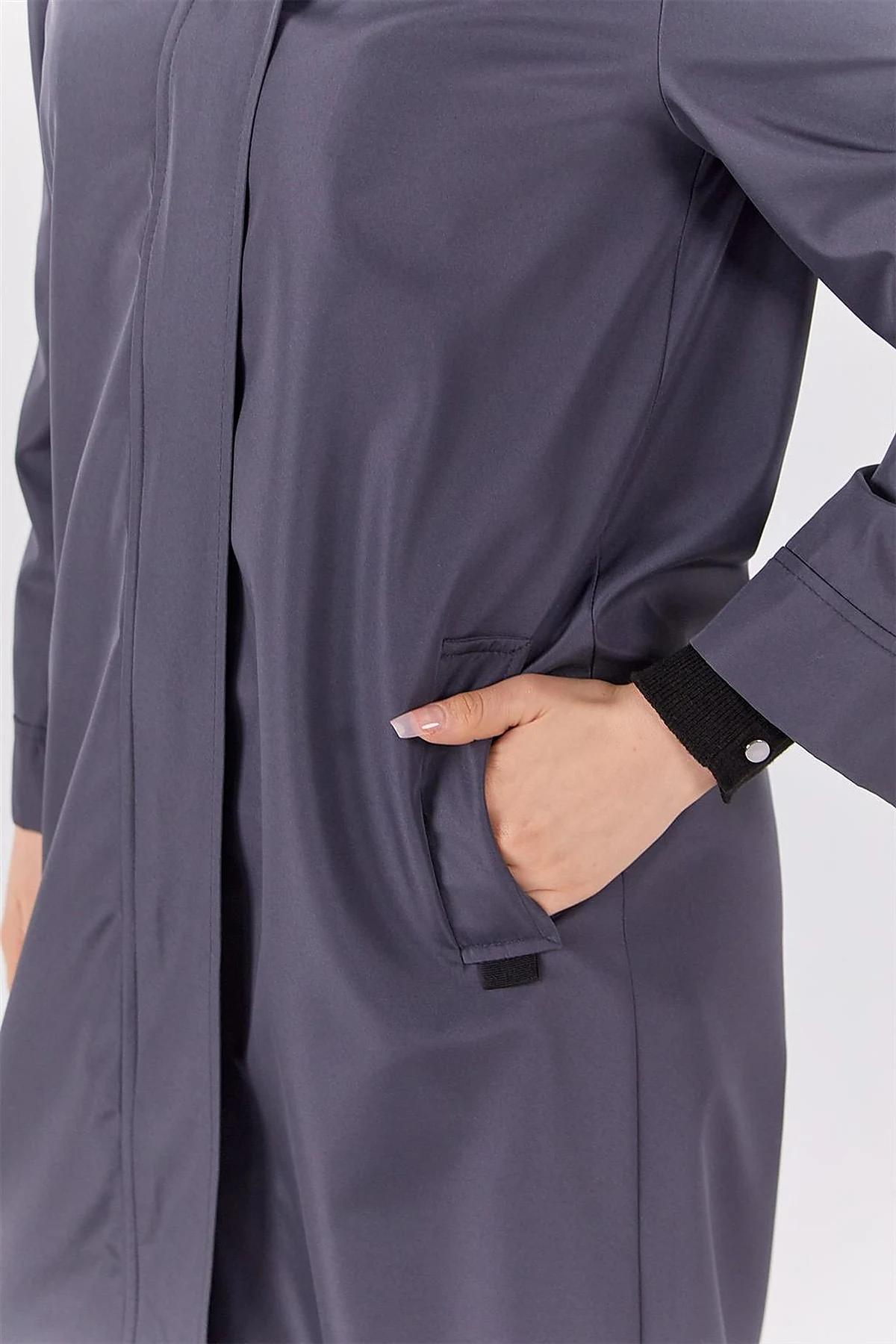 Pocket Detail Hooded Coat Anthracite