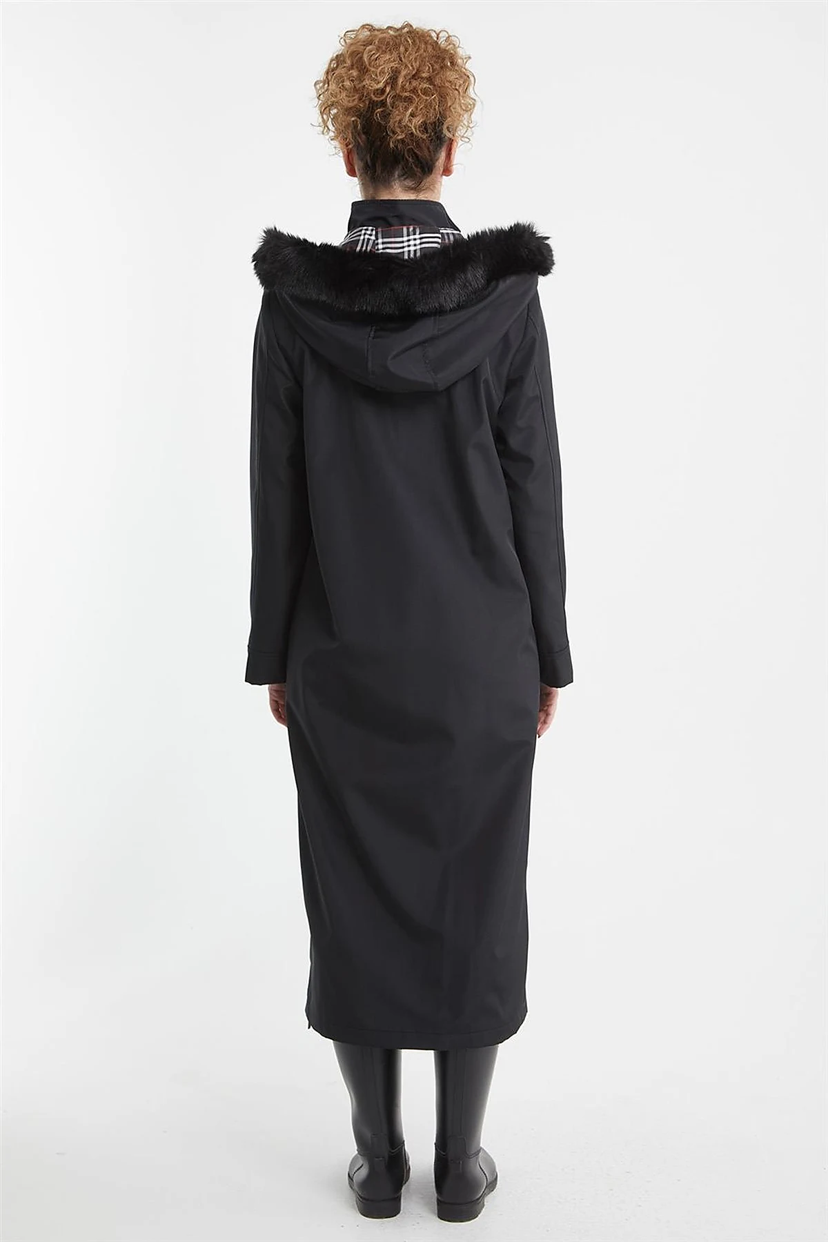 Pocket Detail Hooded Coat Black