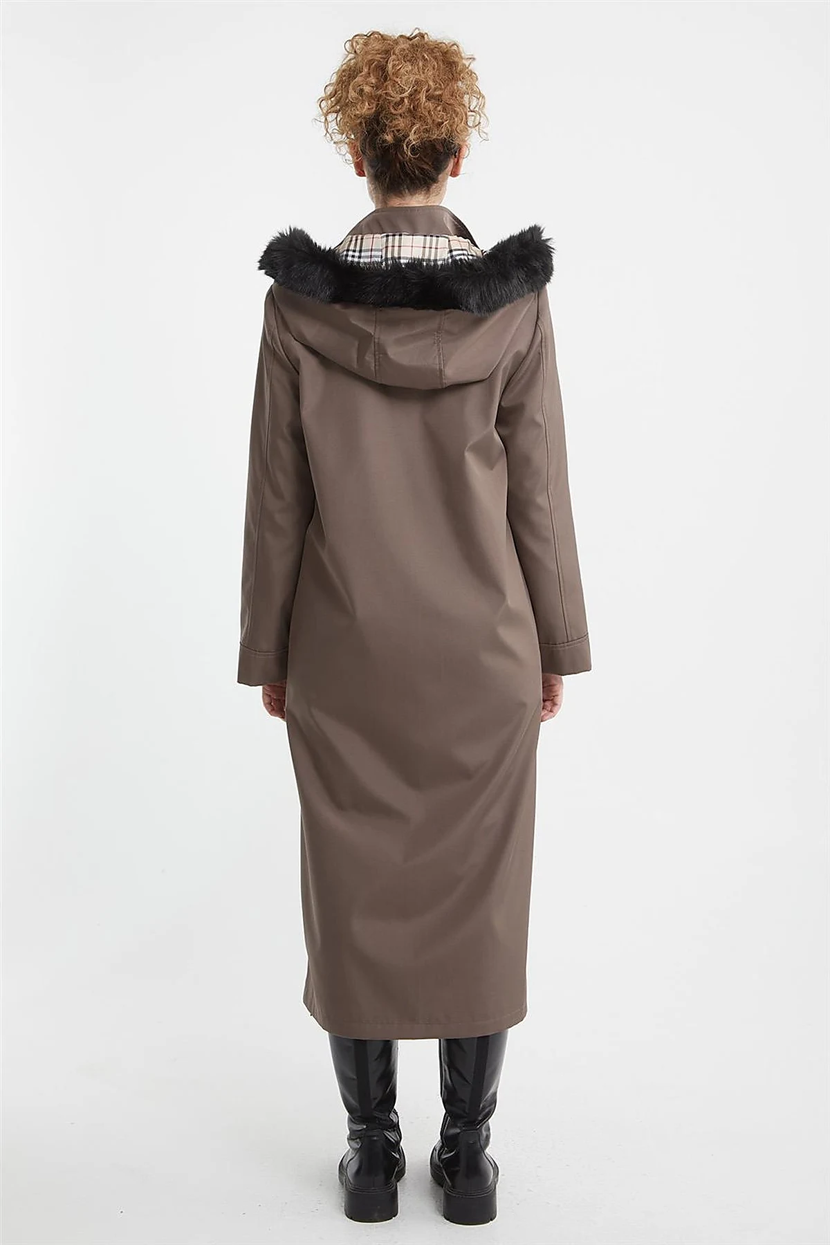 Pocket Detail Hooded Coat Mink 