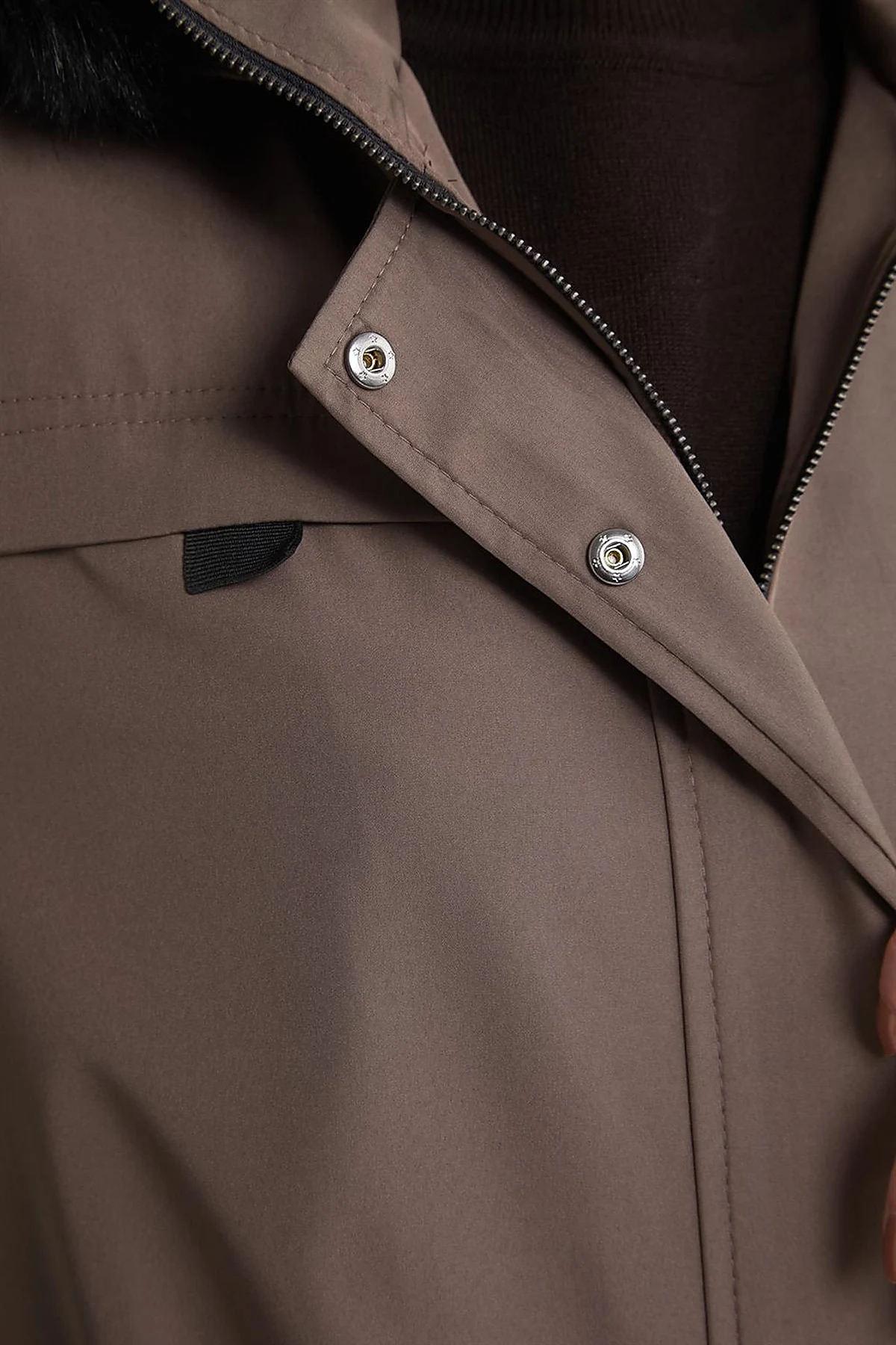 Pocket Detail Hooded Coat Mink 