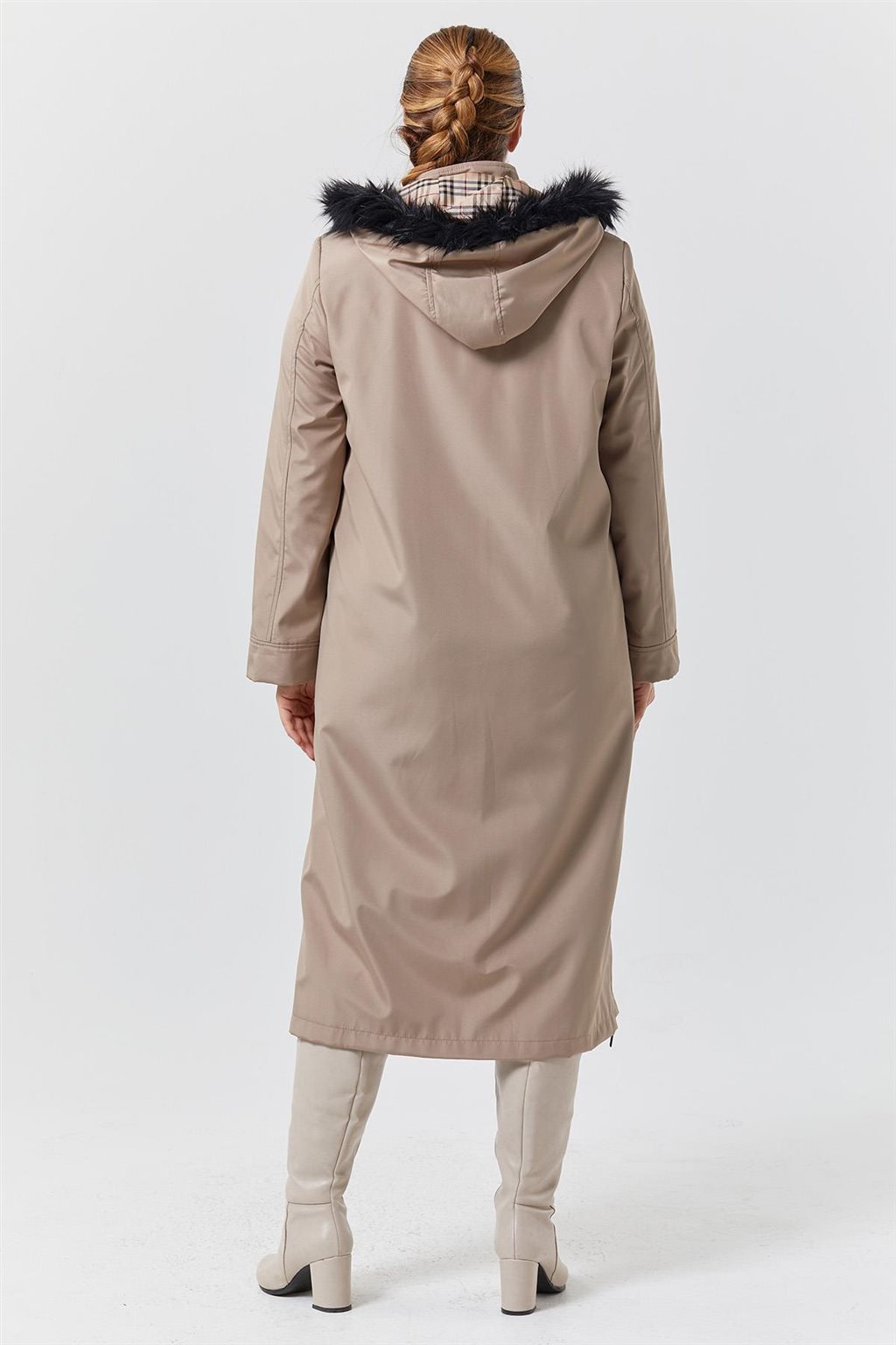 Zippered Hem Detail Coat Stone 