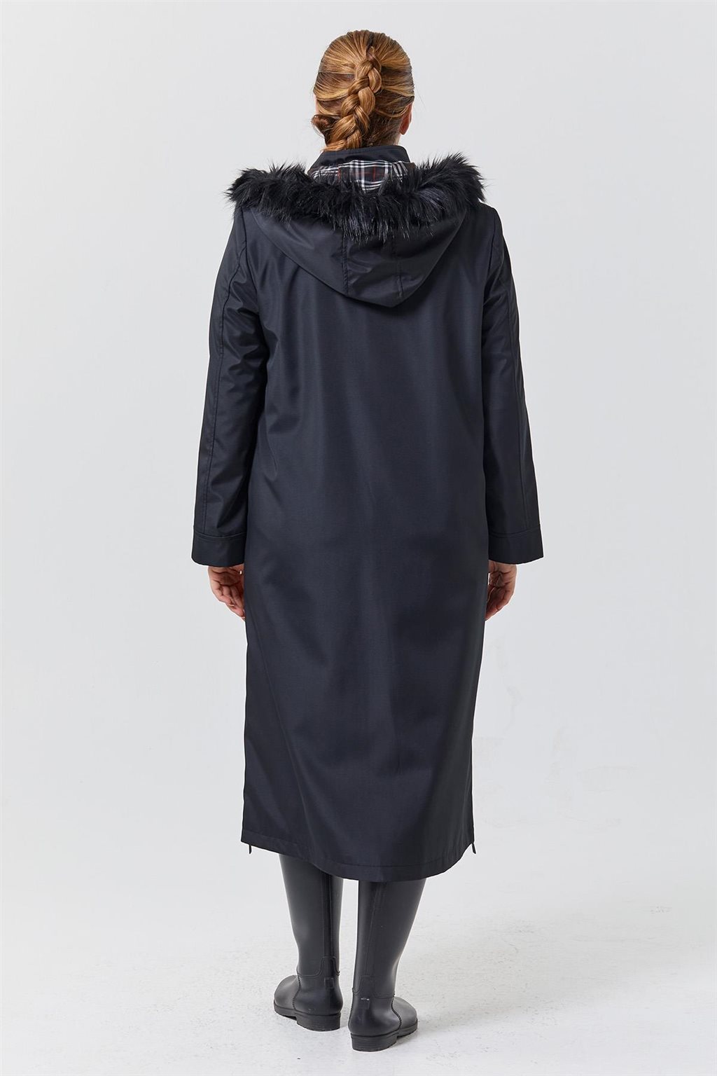 Zippered Hem Detail Coat Black