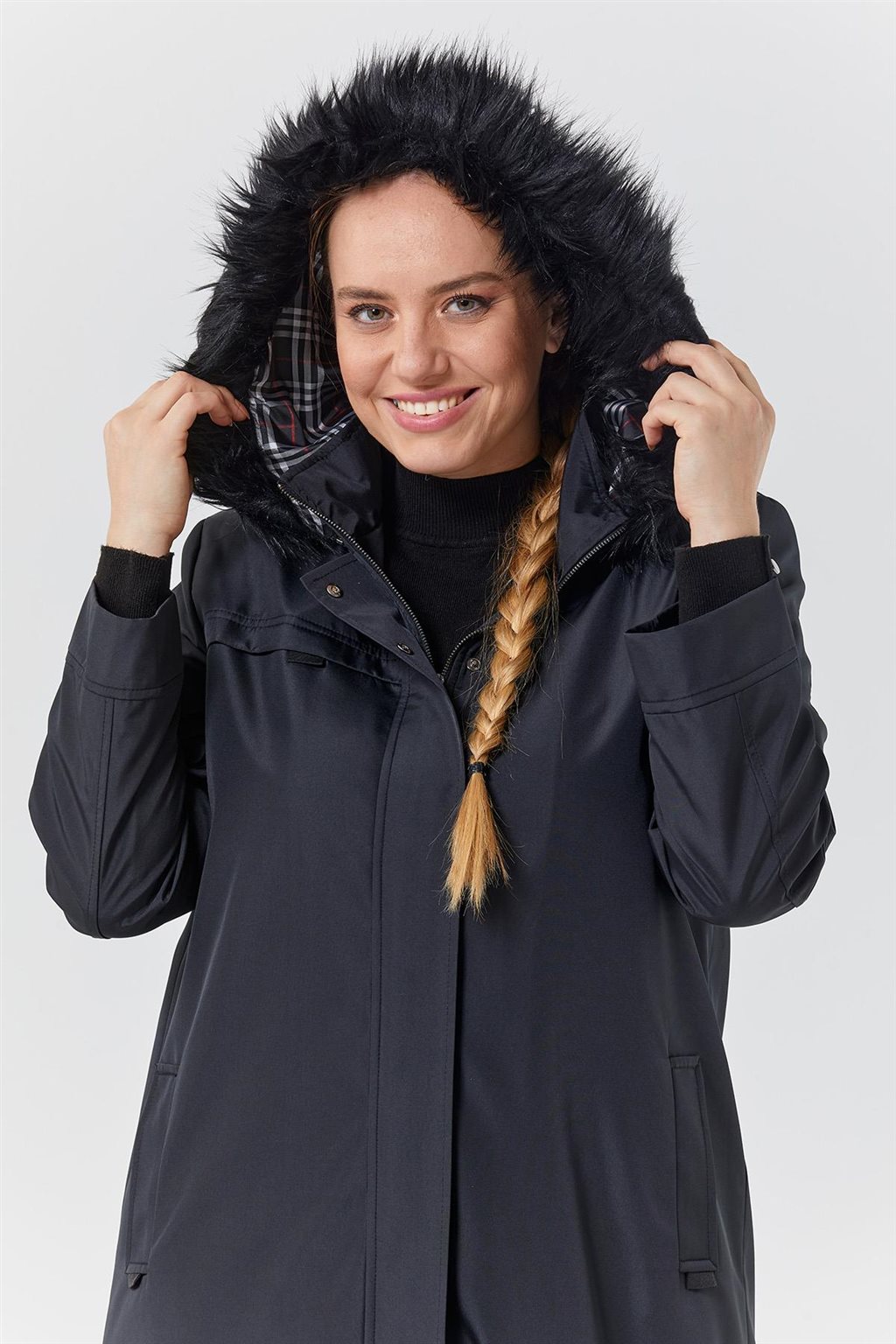 Zippered Hem Detail Coat Black