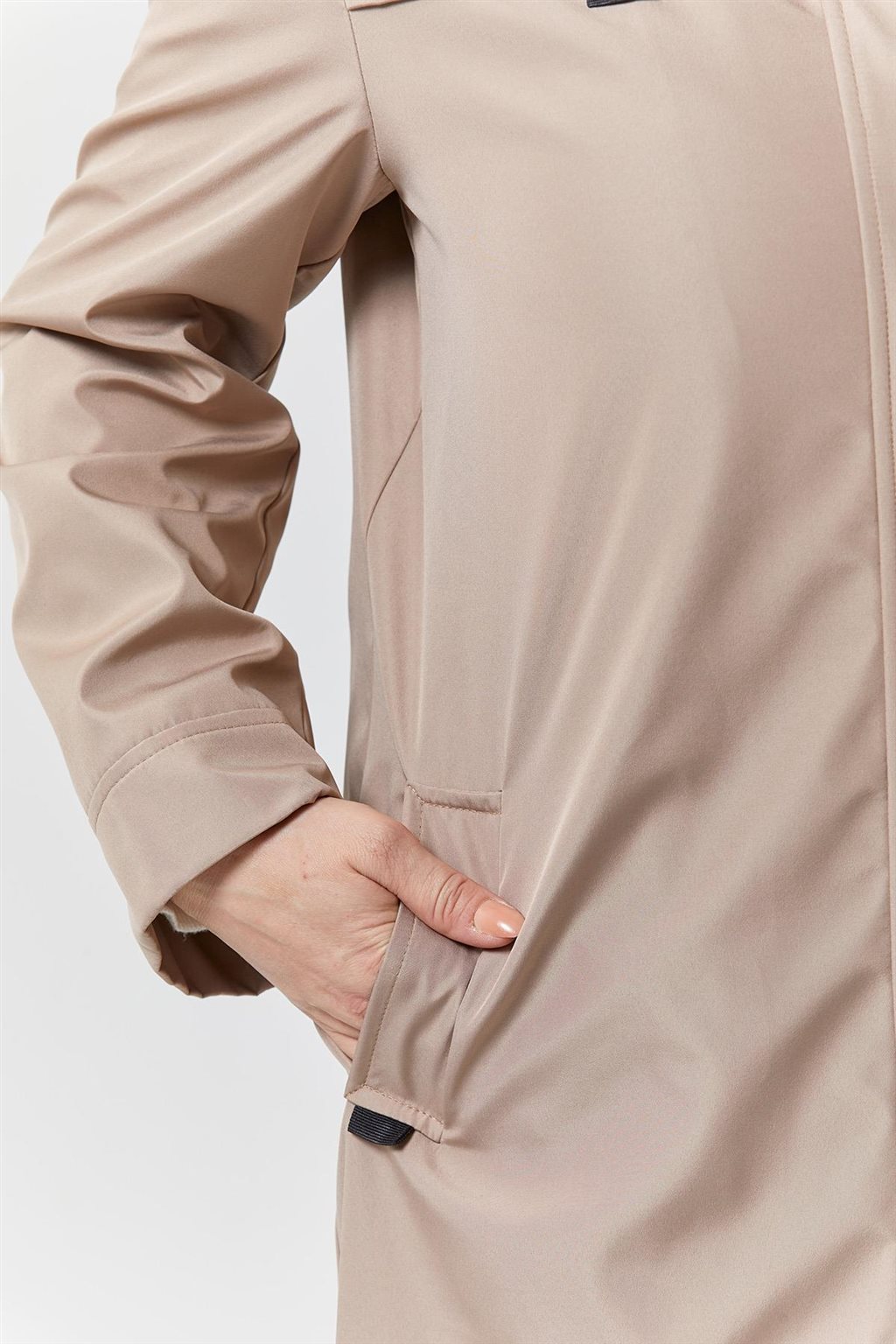 Zippered Hem Detail Coat Stone 