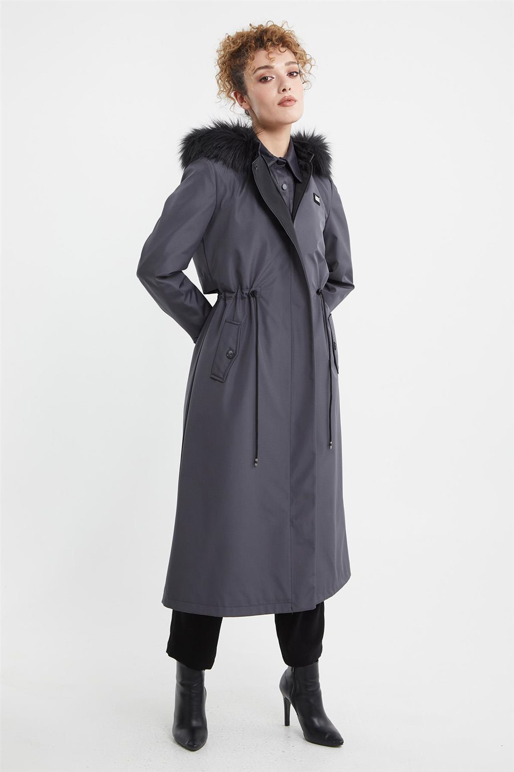 Beli Bağcıklı Parka Antrasit