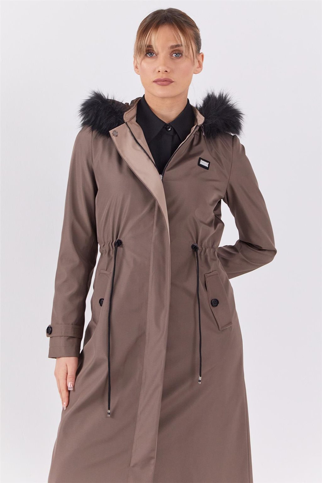 Beli Bağcıklı Parka Vizon 