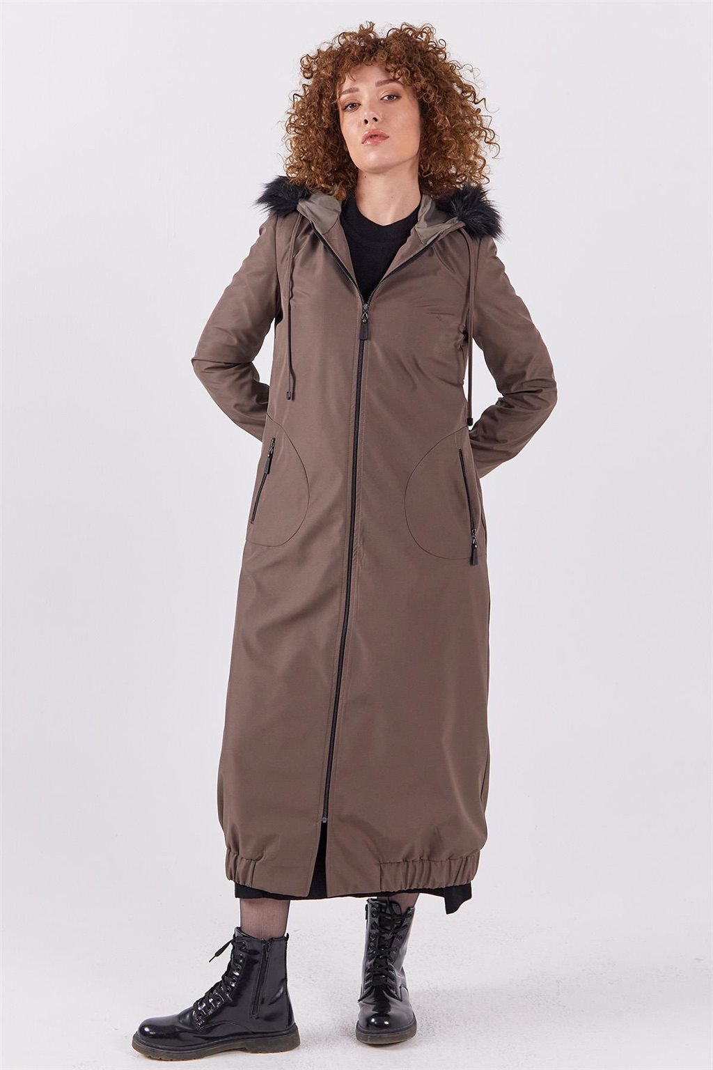 Faux Fur Zippered Coat Mink