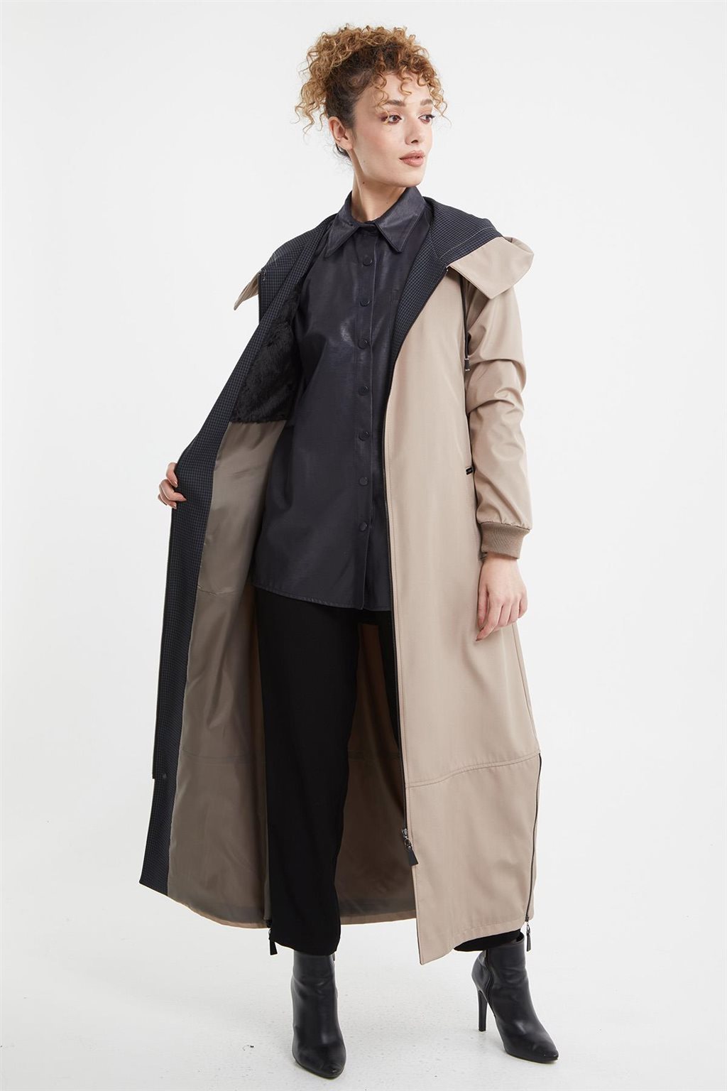 Belted Hooded Coat Stone